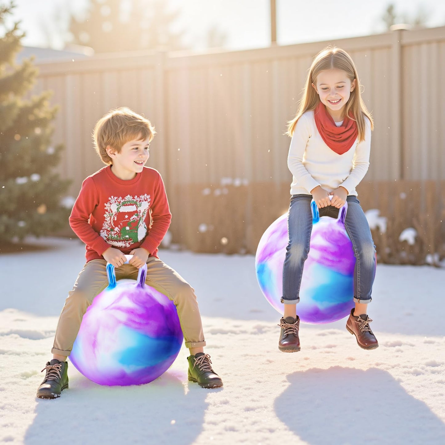 ZOOJOY Hopper Ball 2 Pack, 18 in Bouncy Ball with Handle for Kids, Clouds Girls Toys for Indoor Active Play Toys, Girls Boys Hopping Birthday Gifts for 3 4 5 6 7 8 Yr Old
