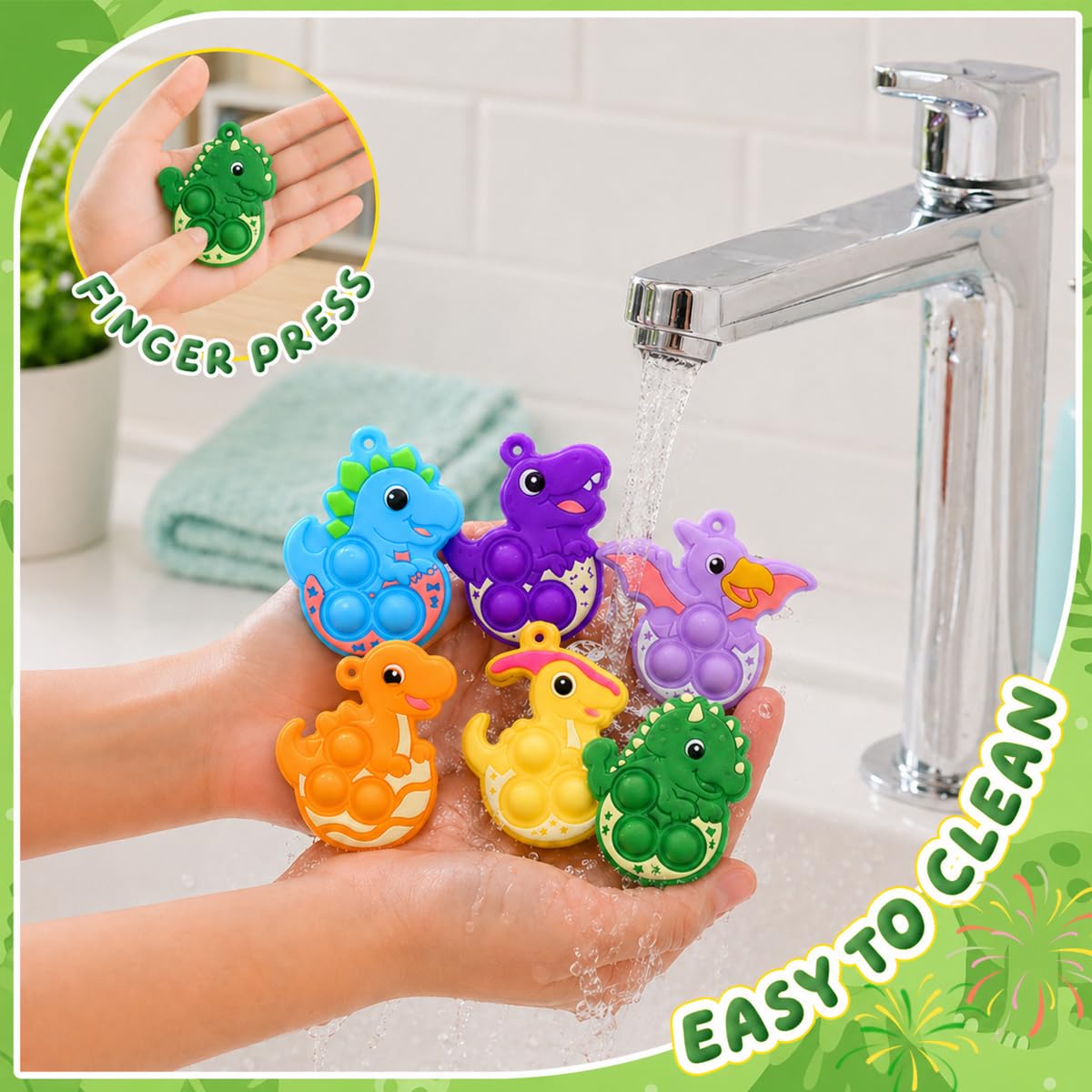 Pistroy 30PCS Mini Dinosaur Pop Keychains for Kids, Dinosaur Party Favors, Mini Pop Its Bulk, Pop It Fidget Toys, Goodie Bag Stuffers, Classroom Prizes, Treasure Box Toys, Pinata Fillers