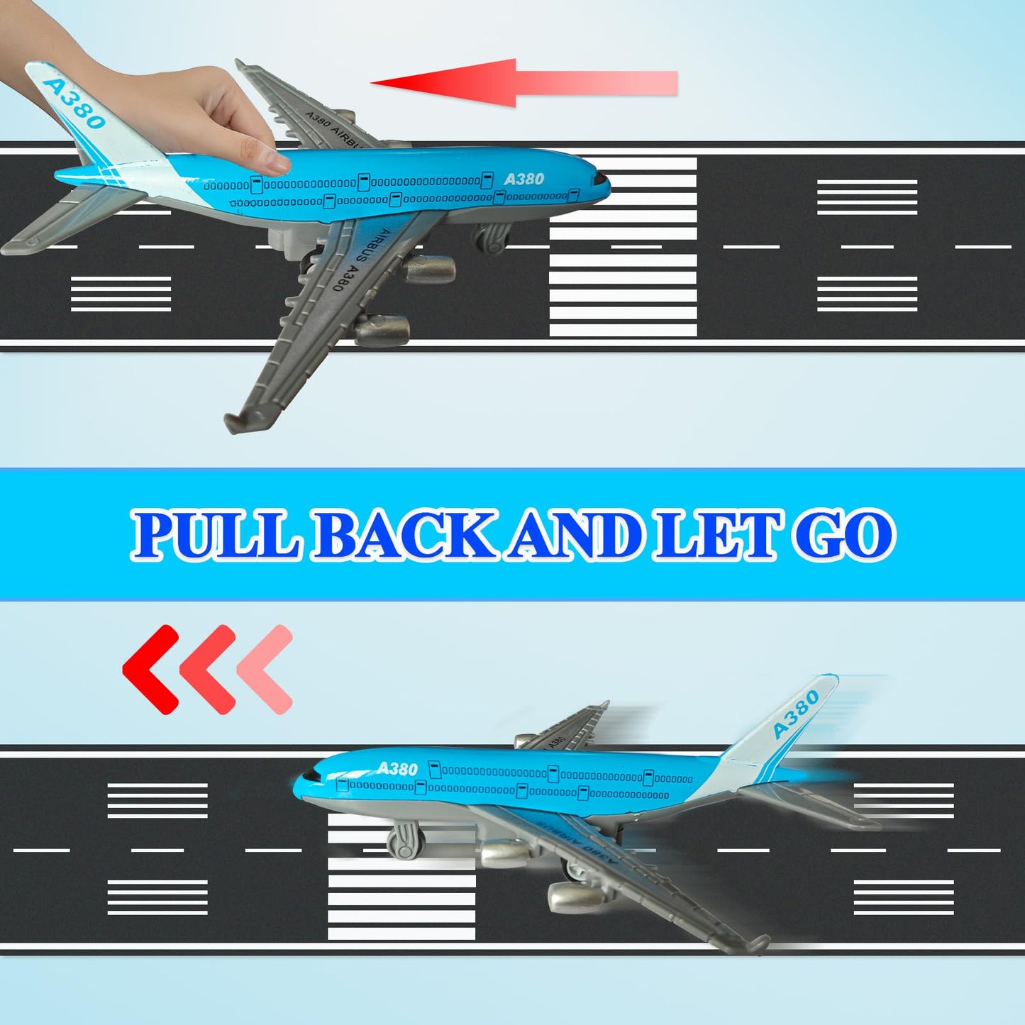 OTONOPI Toy Airplane Die-cast Metal Model Plane Pull Back Aircraft Airline for Kids Cake Toopper Party Favor Age 3+ Pack of 4pcs