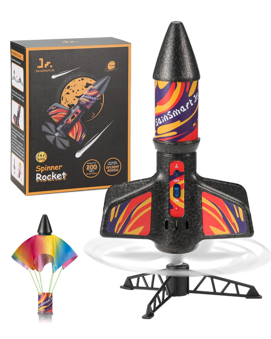 SainSmart Jr. Rocket Launcher for Kids, Motorized Air Rocket Toy with Parachute, Self-Launching up to 200 ft, Outdoor Toys for Ages 8-12, Birthday Gifts for Boys & Girls