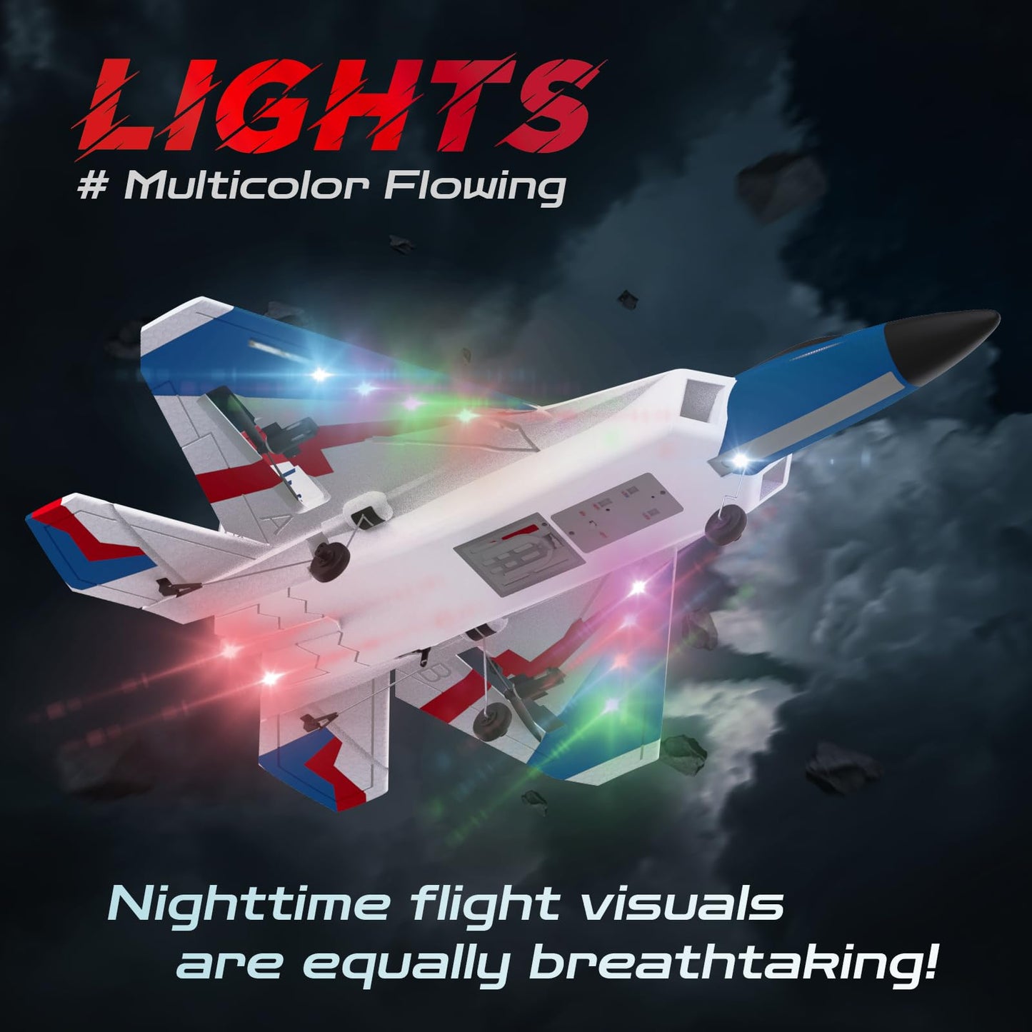CKYSCHN F22 Remote Control Airplane 4 Channel with Lights | 2.4G Fighter RC Plane with 3 Flight Modes for Beginners - RTF RC Airplane for Adults 37 Minutes Flight Time