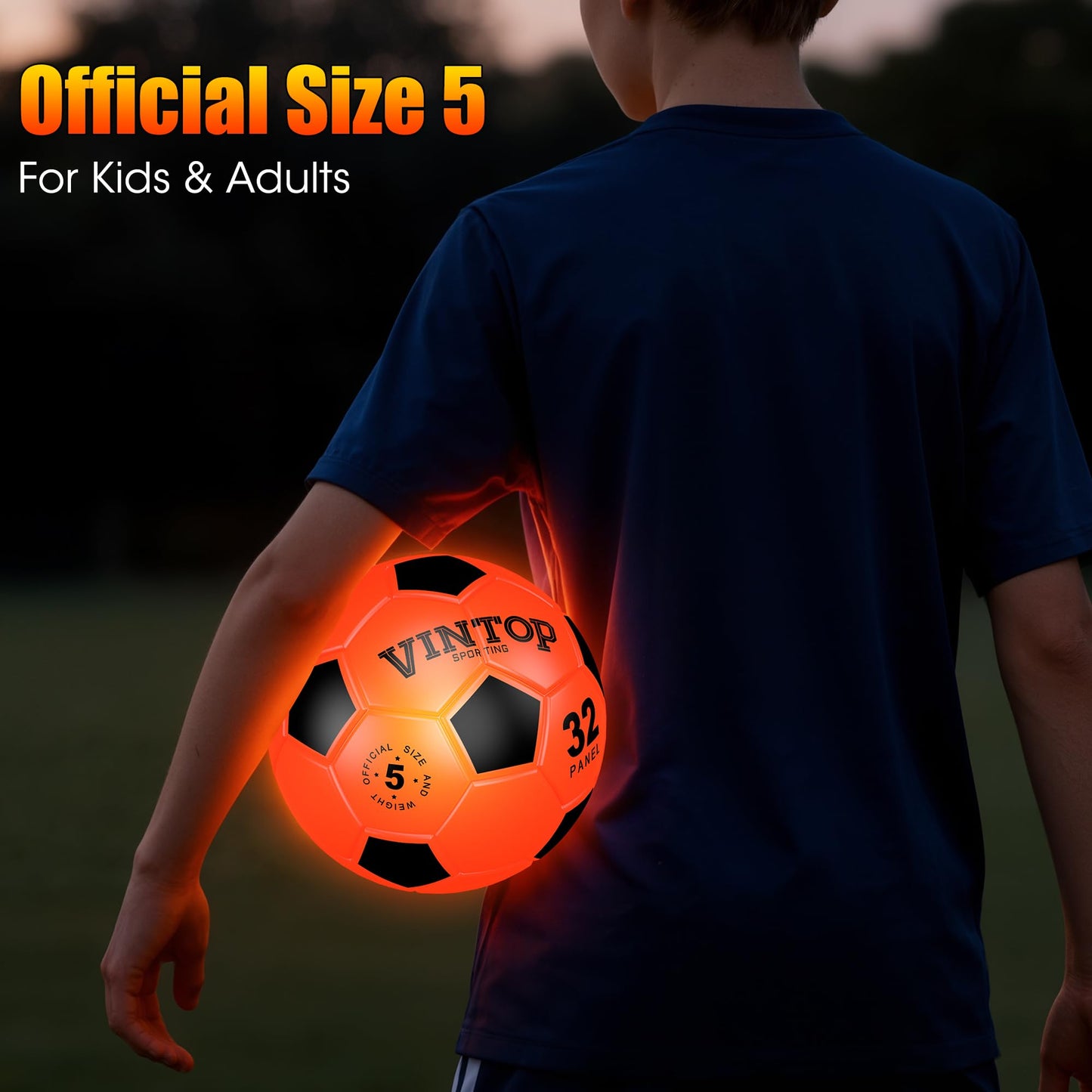 HIEMAO Glow in The Dark Soccer Ball for Kids Boys Ages 8-12 15, Light Up LED Soccer Ball Toys with Pump for Indoor/Outdoor, Fun Gift for Teens Christmas Birthday, Size 5 Night Sports Gear Games