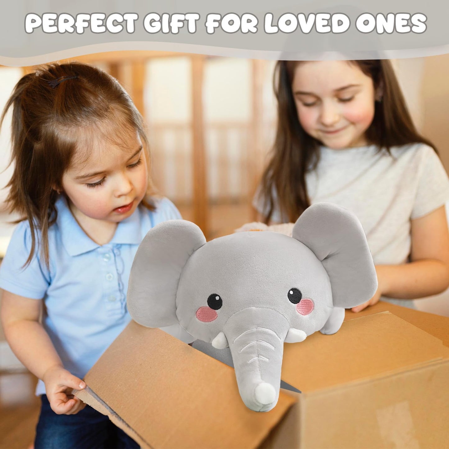 TOYSYM Weighted Stuffed Animals, 3.74 lbs Elephant Stuffed Animal with Weighted Beads, Cute Plush Toy Pillow Gifts for Adults Kids Boys Girls