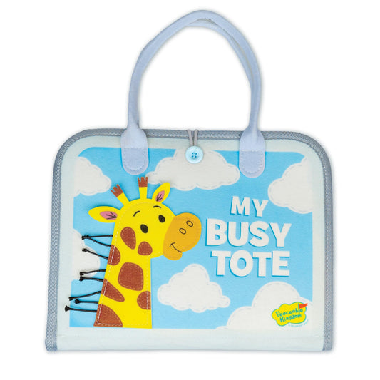 Peaceable Kingdom My Busy Tote – Soft Busy Book for Toddlers, Montessori-Inspired Sensory Learning Toy with 10+ Fine Motor Activities – Portable On‑the‑Go Activity Tote for Ages 18+ Months