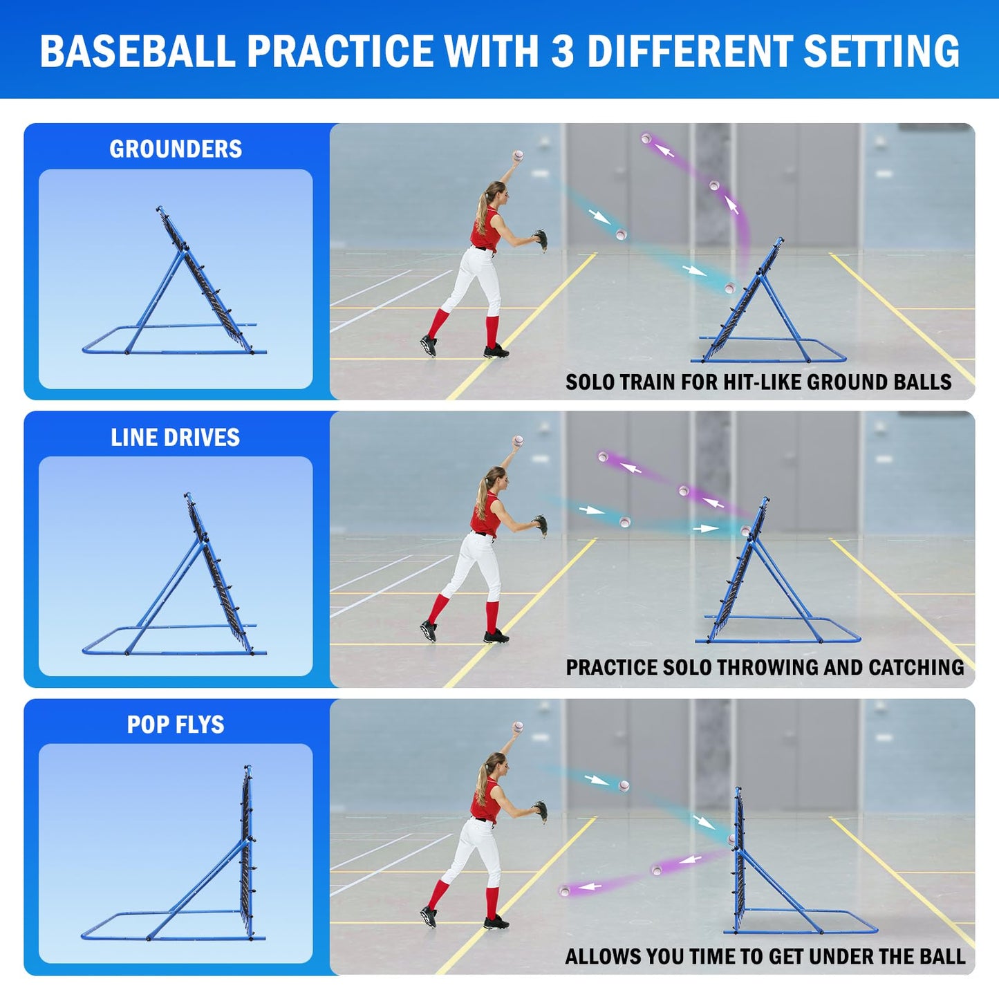 7x4FT Soccer Baseball Rebounder Net, Quick-Switch Angle Softball Pitch Back Net Volleyball Soccer Training for Control, Passing Practice, Bounce Back Rebounder Gifts & Equipment for Kids,Teens & Adult