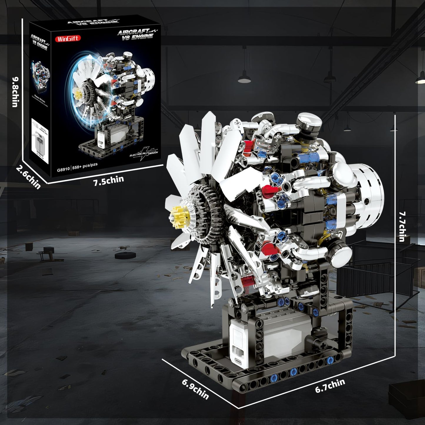 Turbojet Engine Building Set, Aircraft Engine Model kit that Run, Build Your Own Mini Aircraft Model Engine Kit with Motor, STEM Mechanical Physical Science Educational Toys for Kids Adults (558 PCS)