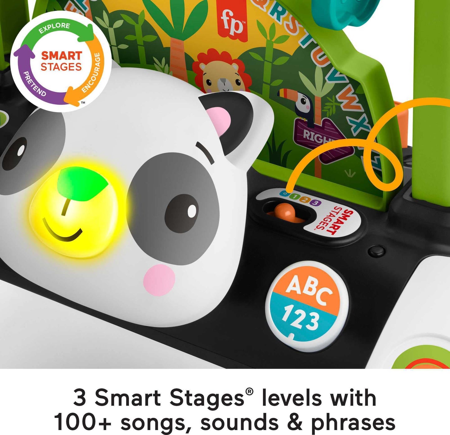 Fisher-Price 2-Sided Steady Speed Panda Walker, Interactive Baby Walking Toy with Activities and Learning Songs (Amazon Exclusive)