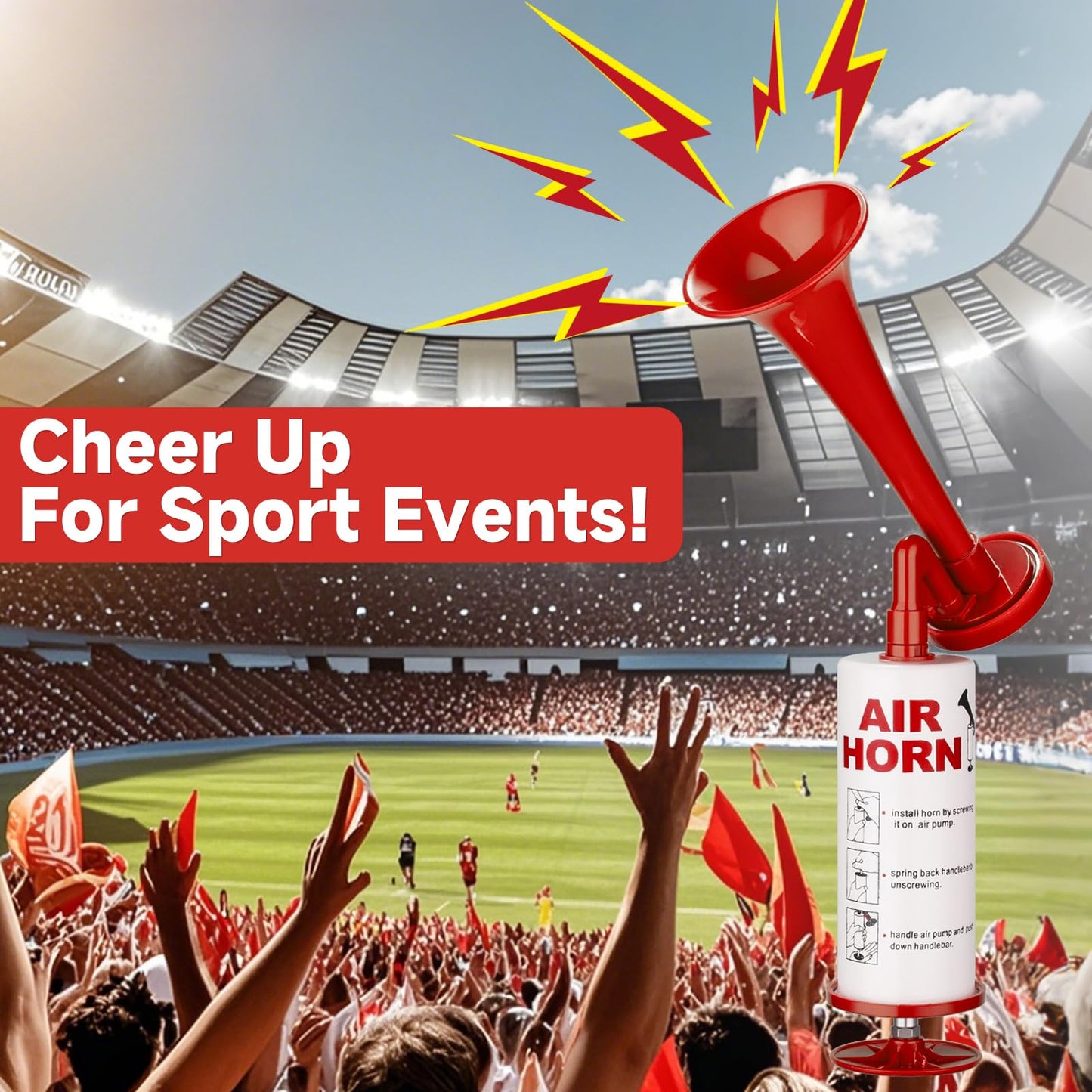 Handheld Pump Air Horn, Banhao Cheering Horns Sports Events Loud Noise Maker Safety Horns for Boats Party Graduation Aggressive Animals