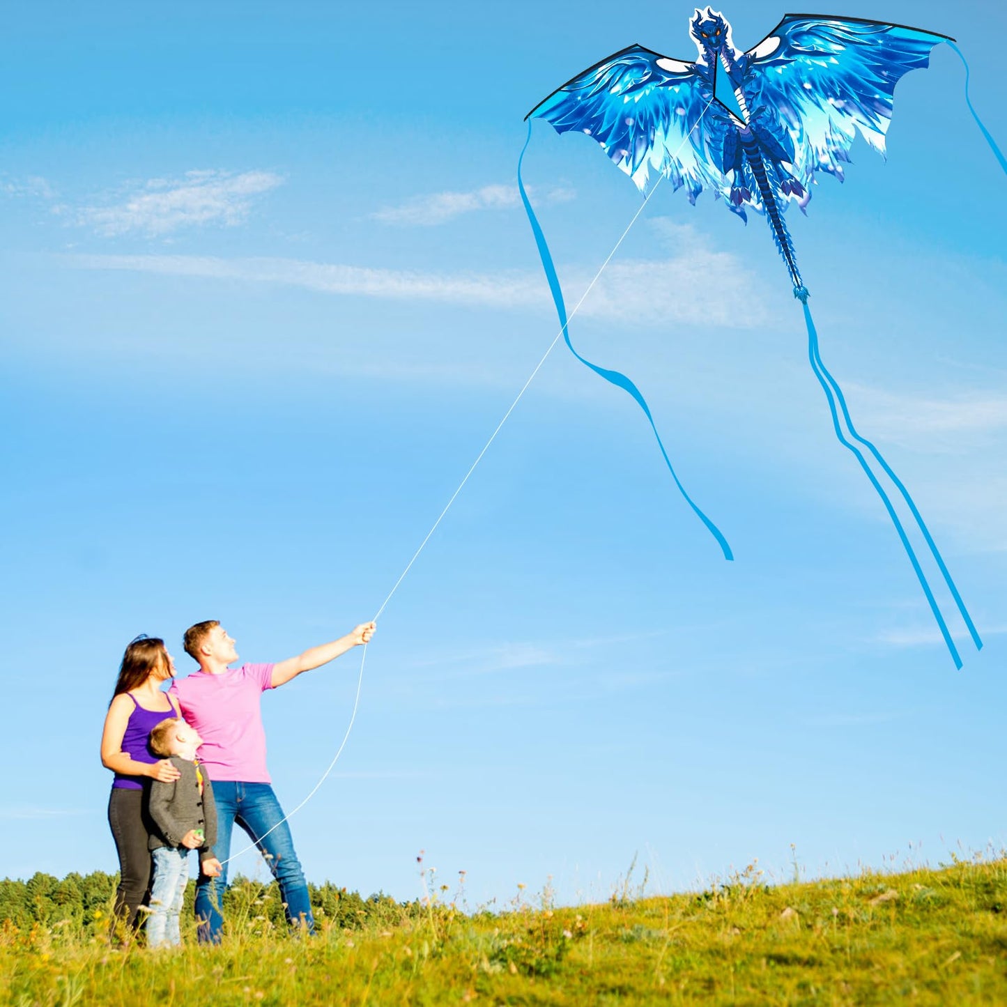Dragon Kite for Adults, Gifts for Easter, Kites for Kids Ages 4-8 8-12 Easy to Fly, Kite for Beginners Beach Trip Park Family Outdoor Games and Activities