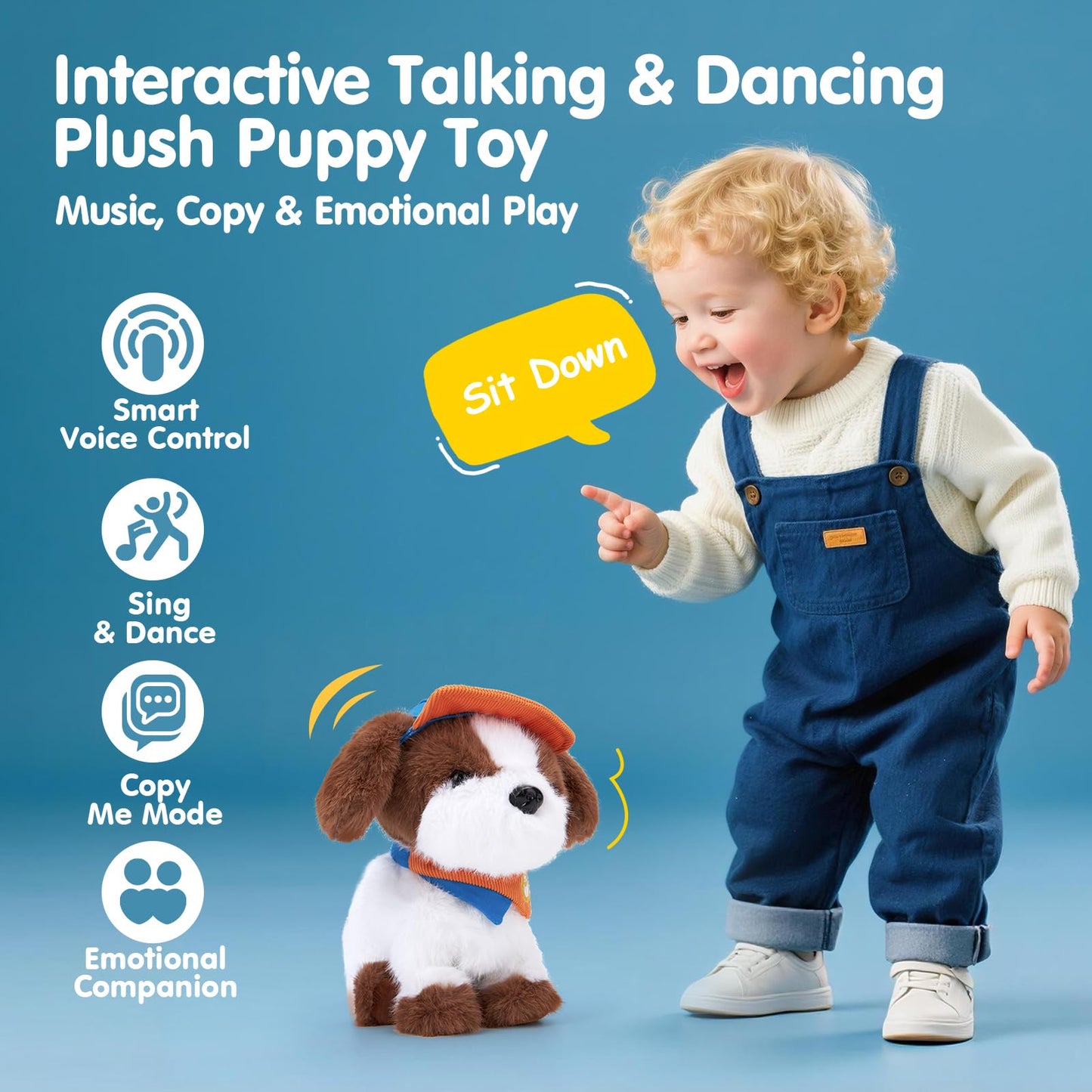 hahaland Robot Dog Realistic Interactive Plush Kids Toy Voice Controlled Talking Acts Like a Real Puppy with 12 Commands, Singing & Dancing, Emotional Support Pet Toy Gift for Boys & Girls Ages 3+