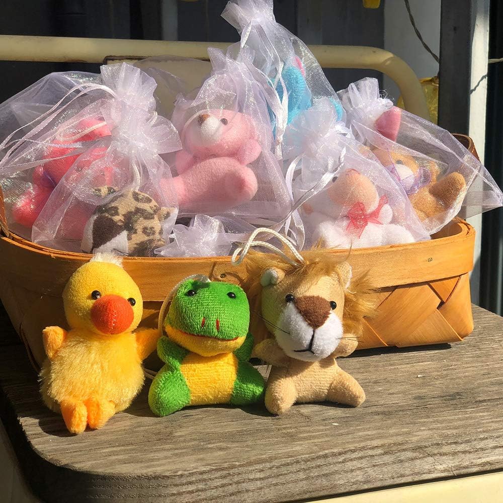 LMAZEPMQ Mini Plush Animal Toy Set,Cute Animals Keychain Decoration for Kids,Goodie Bag Fillers, Basket Stuffers, School Prizes, Valentine's Day Party Supplies (96pcs)
