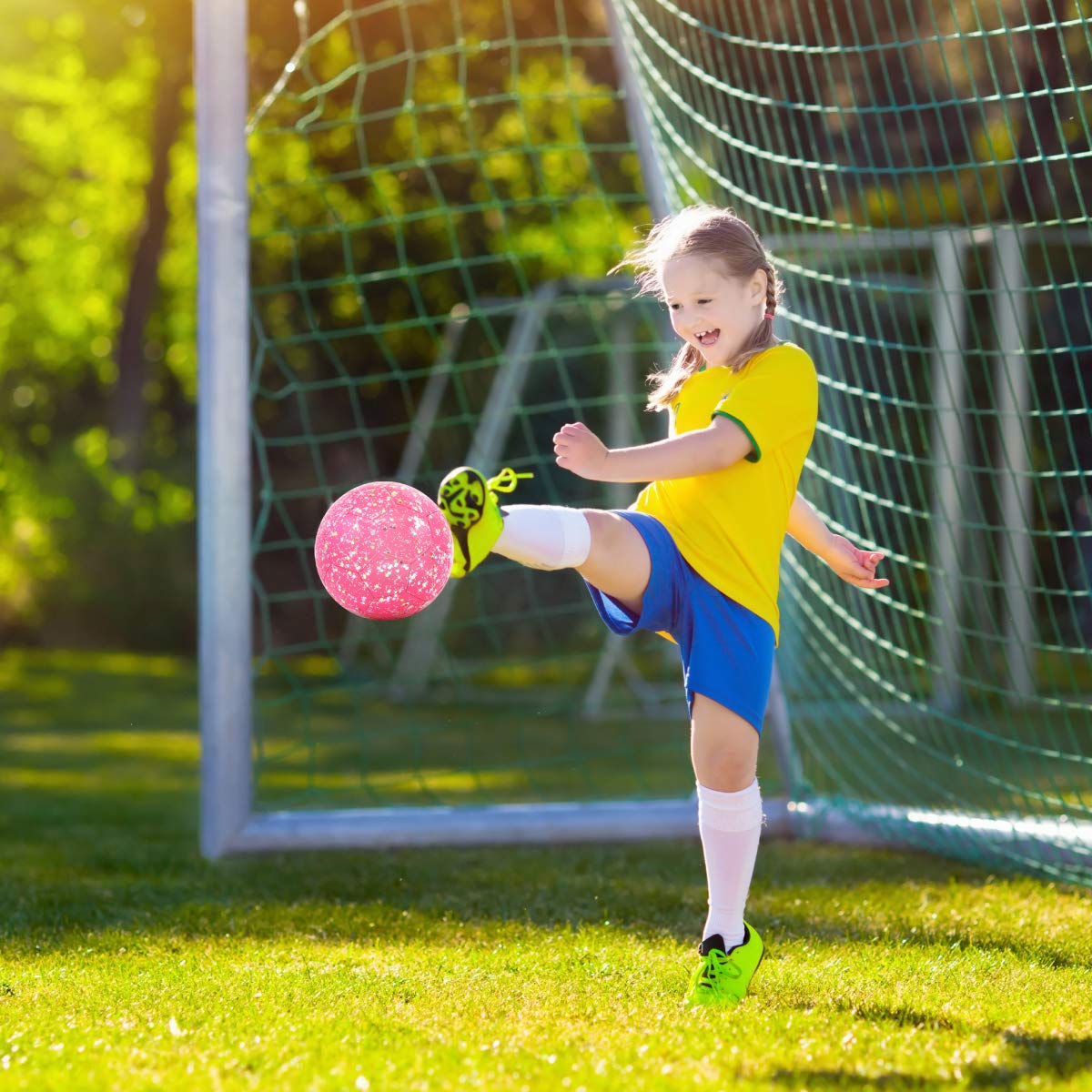 PP PICADOR Size 3 Soccer Ball Glitter Pink Soccer Balls for Kids Ages 3-6 6-8 8-10 Boys Girls Sports Training & Outdoor Play with Pump Gift