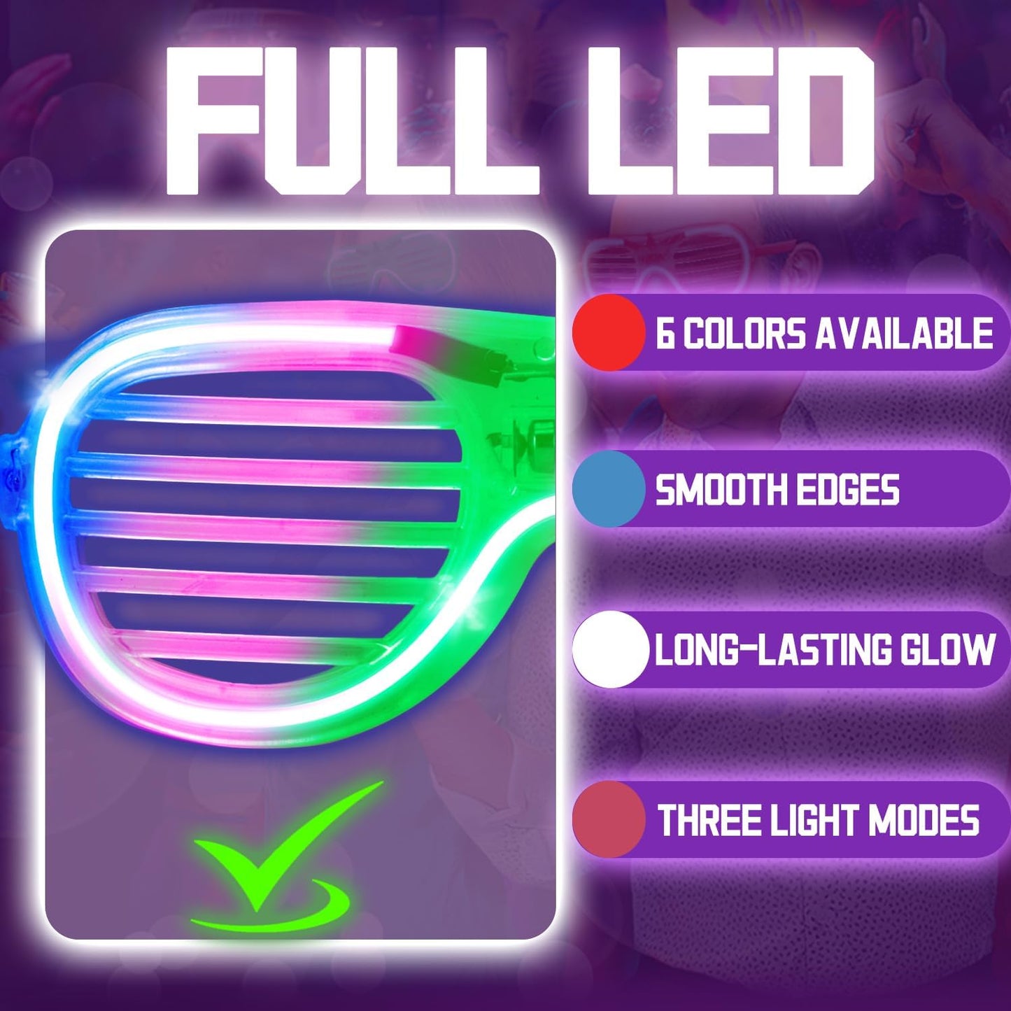 138 Pack Light up Glasses - 6 Colors & 3 Modes, LED Glasses Bulk Toys for Halloween Neon Rave Party Favor Glasses, Glow in the Dark Party Supplies for Carnival Festival Birthday Wedding Gift Adult Kid