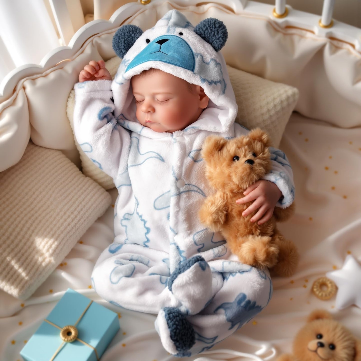 BABESIDE Reborn Baby Dolls Boy, 20 Inch Lifelike Newborn Real Life Poseable Realistic Doll for Boy Soft Vinyl and Cloth Body Baby Dolls with Clothes and Toy Gift for Kids Age 3+