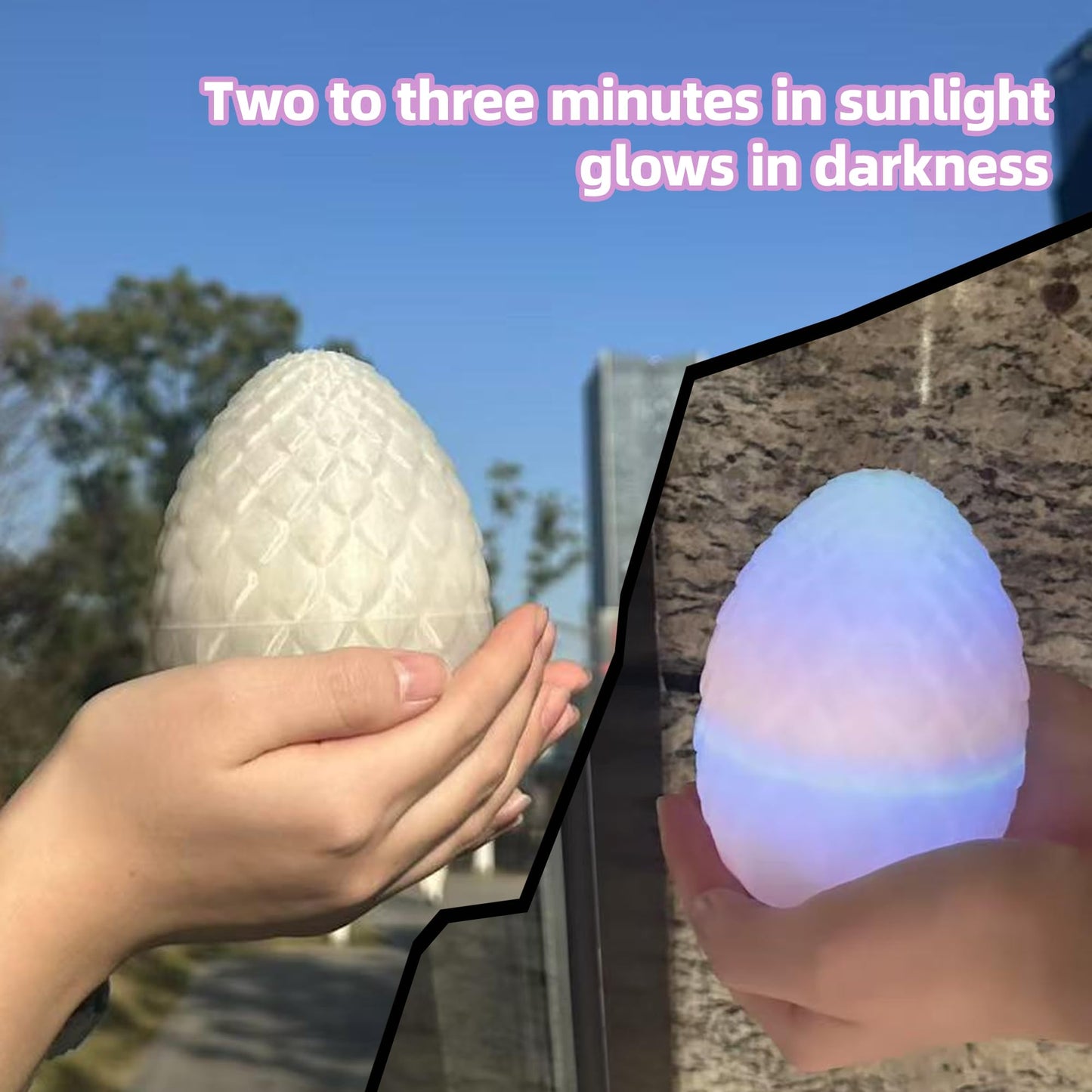 Flavery 3D Printed Flying Dragon in Egg - Glow Rainbow - Surprise Egg with Flexible Winged Dragon Inside, Mystery Beautiful Fidget Toy, Birthday Gift, Desk Figure Decor