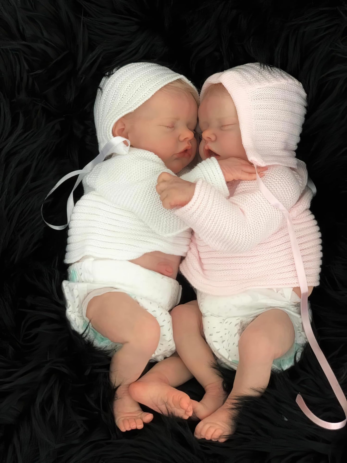 Ardol 18 Inch Realistic Reborn Baby Doll Twins - Lifelike Reborn Full Body Vinyl Boy & Girl Set with Golden Hair Sleeping Cuddly Doll Collectible Gift Set