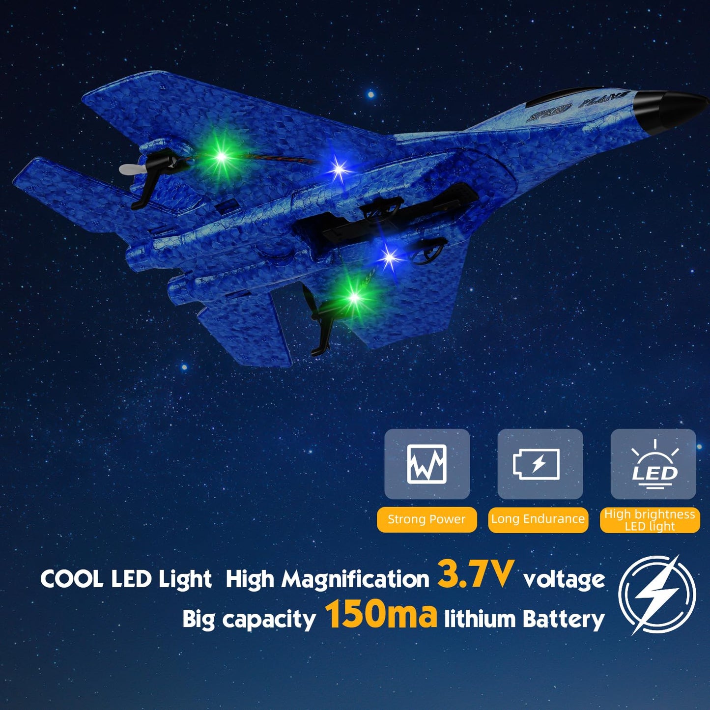 RC Plane, Remote Control Airplane Toy - RC Plane Remote Control Planes 2CH 2.4Ghz Rc Aircraft with Lights, Outdoor Foam Durable Rc Aircraft Foam RC Airplane Jet for Kids Adults Hobby Toys