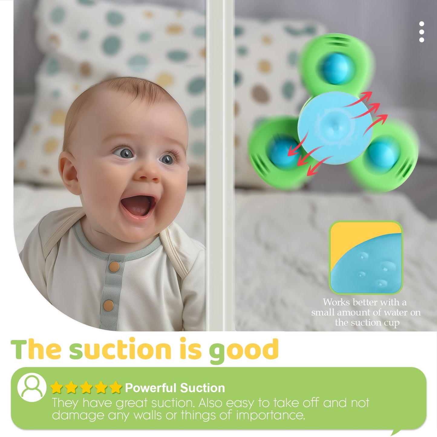 ALASOU 6 PCS Suction Cup Rotating Toys(3 Farm+3 Unicorn) for Infant and Toddlers