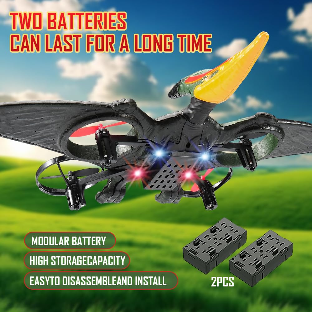 jaming Pterodactyl Drone Dragon Toys Rc Airplanes for Kids and Adults Easy to Flying Dinosaur Toys Remote Controlled Aircraft for Beginners Hobby RC Plane Toys Birthday Gifts for Boys 8-12