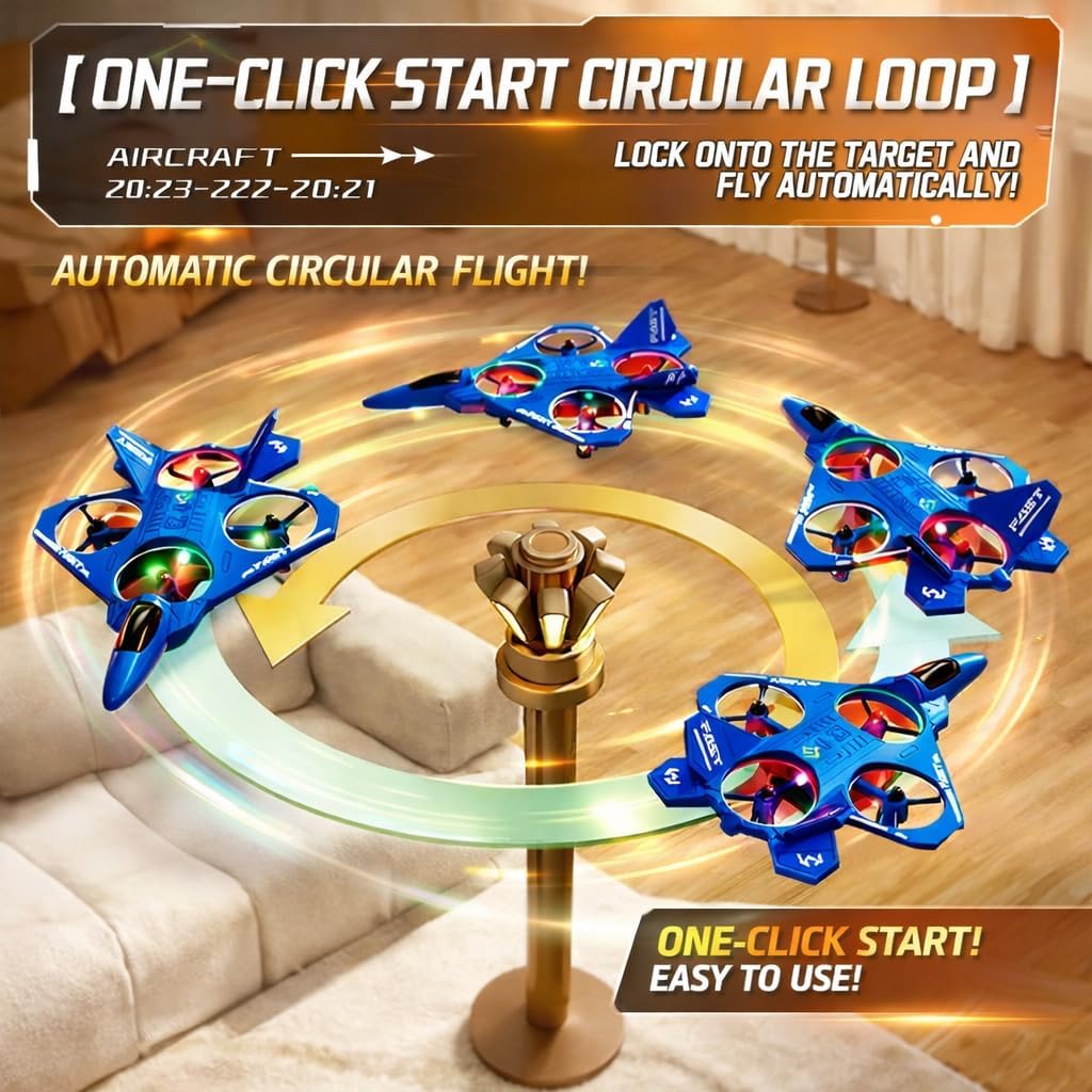 ANTSIR Upgraded RC Plane ABS Fighter Jet Drone for Kids, Mini RC Airplane with Throw-to-Fly Tech & LED Lights, 2.4G Remote Control Aircraft for Boys Age 8-16, Durable Stunt Drone Toy, Birthday