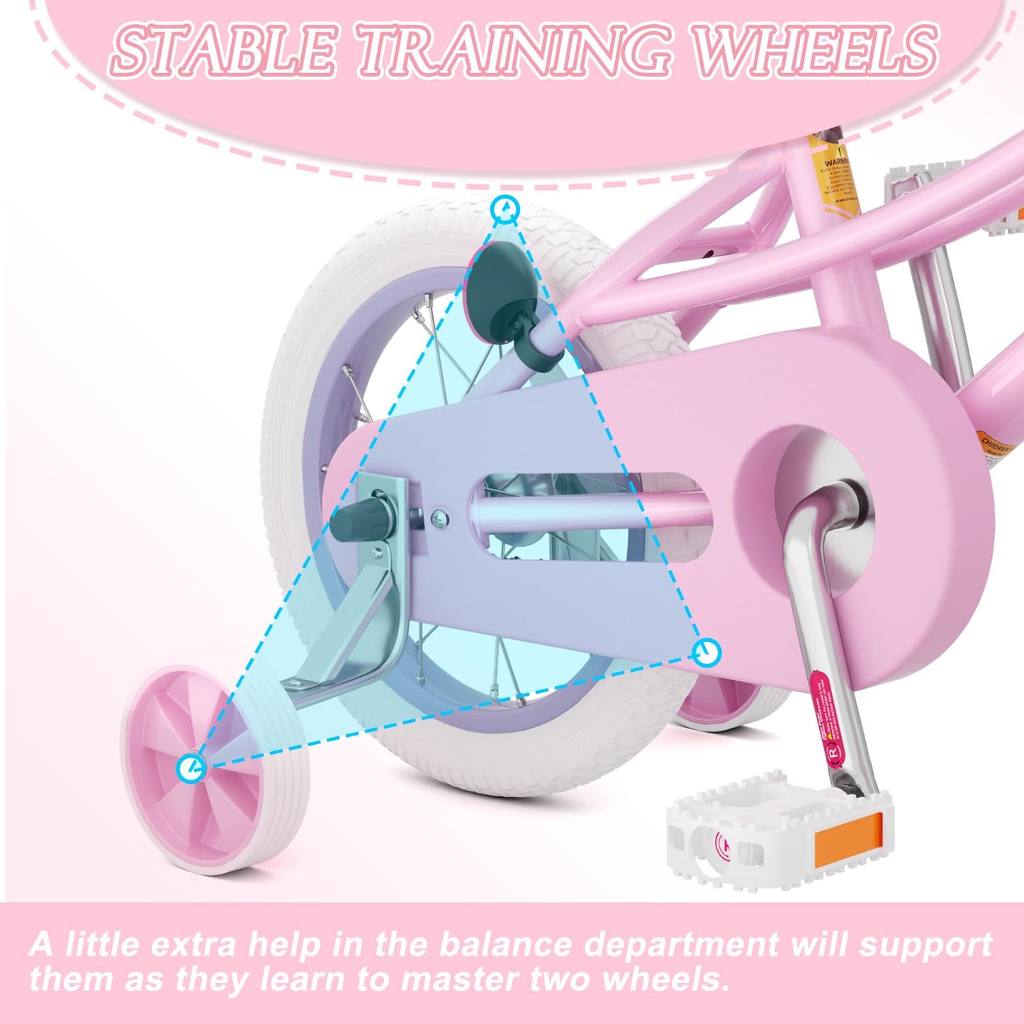 XJD Girls Bike for 2-12 Years Old Kids 12 14 16 20 Inch Toddler Bike, Kids Bike with Training Wheels,Adjustable Seat and Handlebar (12 Inch with Training Wheels, Pink)