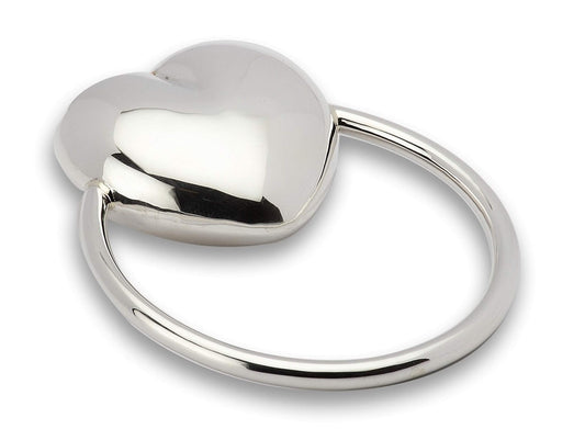Krysaliis Heart Baby Teether Rattle Ring for Boy and Girl, 925 Sterling Silver, Newborn Gifts for Babies 0-12 Months, Non-Tarnishing, Beautiful Box Packaging, Custom Engraving Available