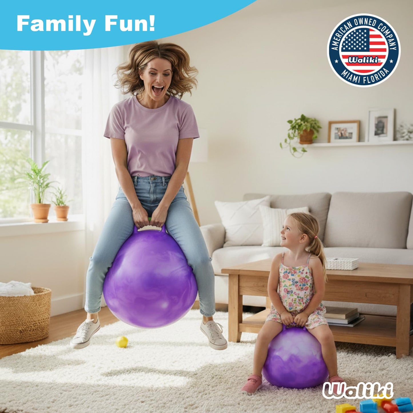 WALIKI Hopper Ball Toy for Girls 3 4 5 or 6 Years Old | Hippity Hop Ball | Jumping Hopping Ball | Cool Birthday Gift | Purple | 18"