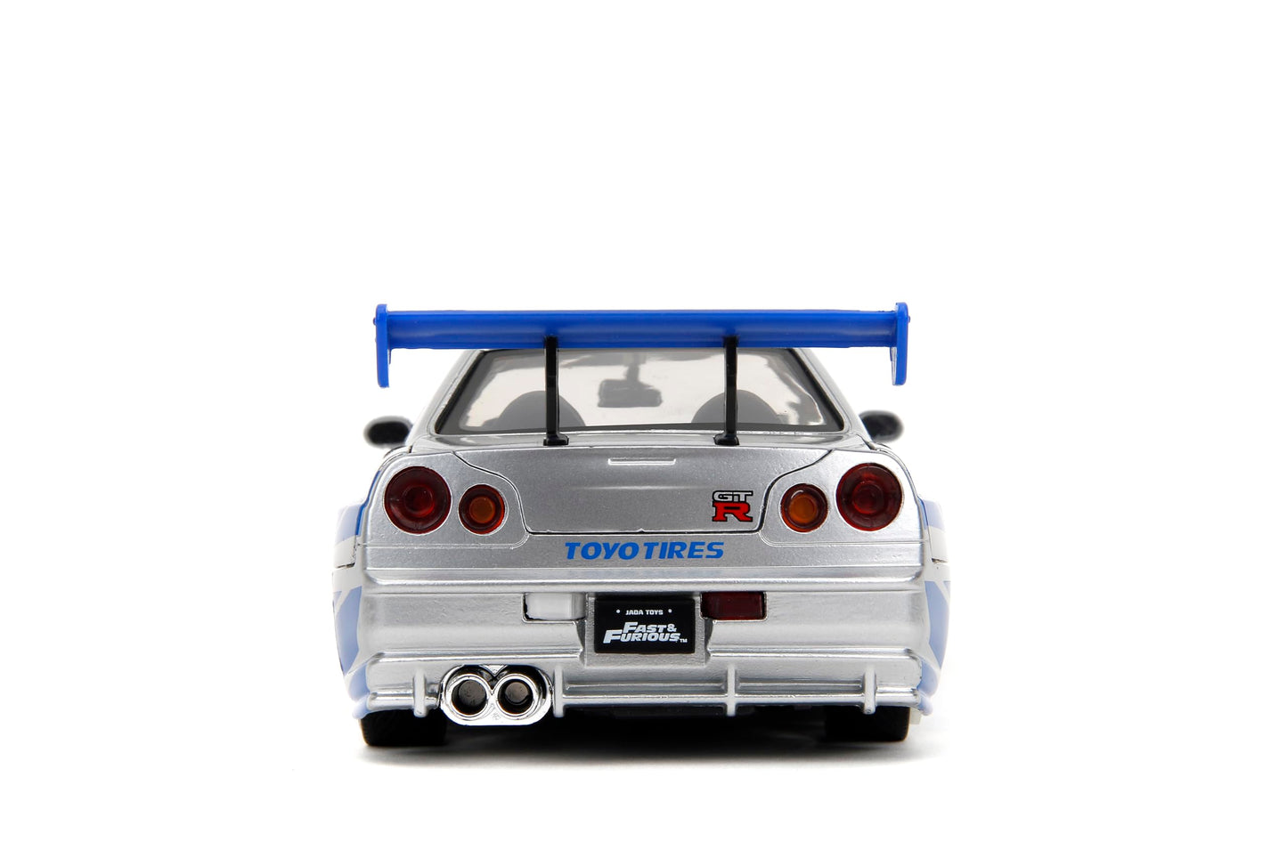 Jada Toys Fast & Furious Brian’s 2002 Nissan Skyline R34 Die-cast Car, 1:24 Scale, Silver & Blue