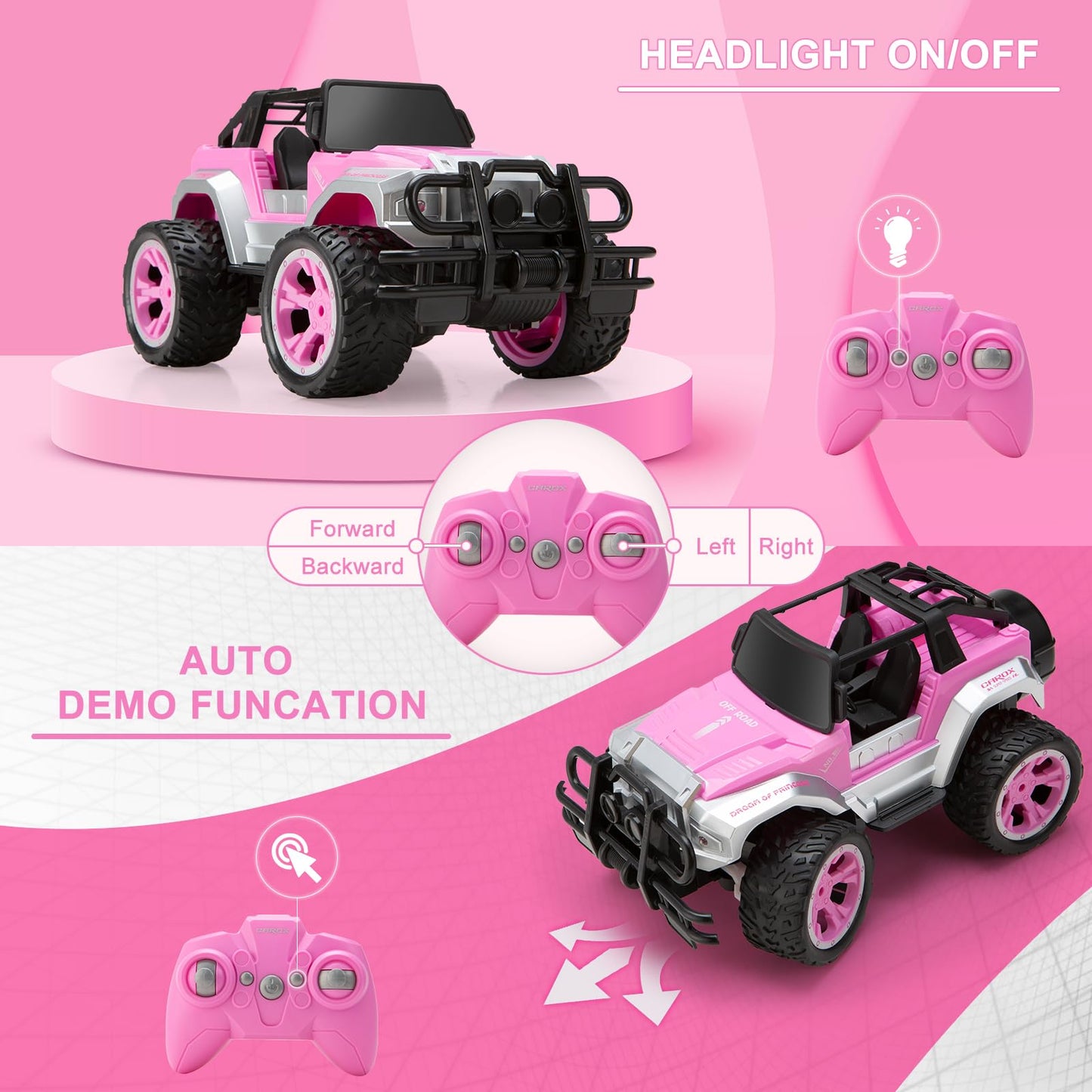 Remote Control Car for Girls, Pink RC Car with Doll and Sticker for Ages 6-10 Years Old Girls, 80 mins with Rechargeable Battery, 1:16 Scale 2.4Ghz,OX11S Perfect Christmas Birthday Gifts for Grils
