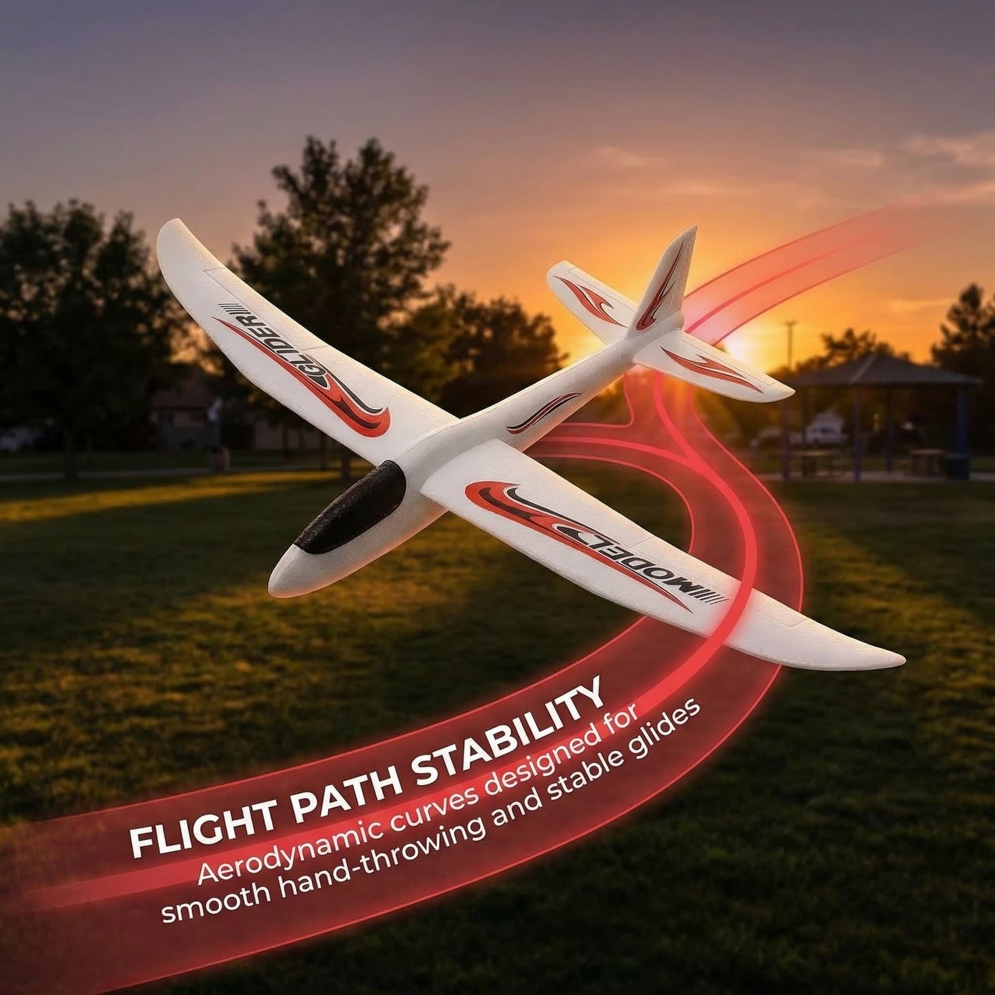 BESPORTBLE 2 Pack Kids Foam Airplane Toys 39 Inch Hand Throw Glider Planes for Outdoor Play and Hand-Eye Coordination