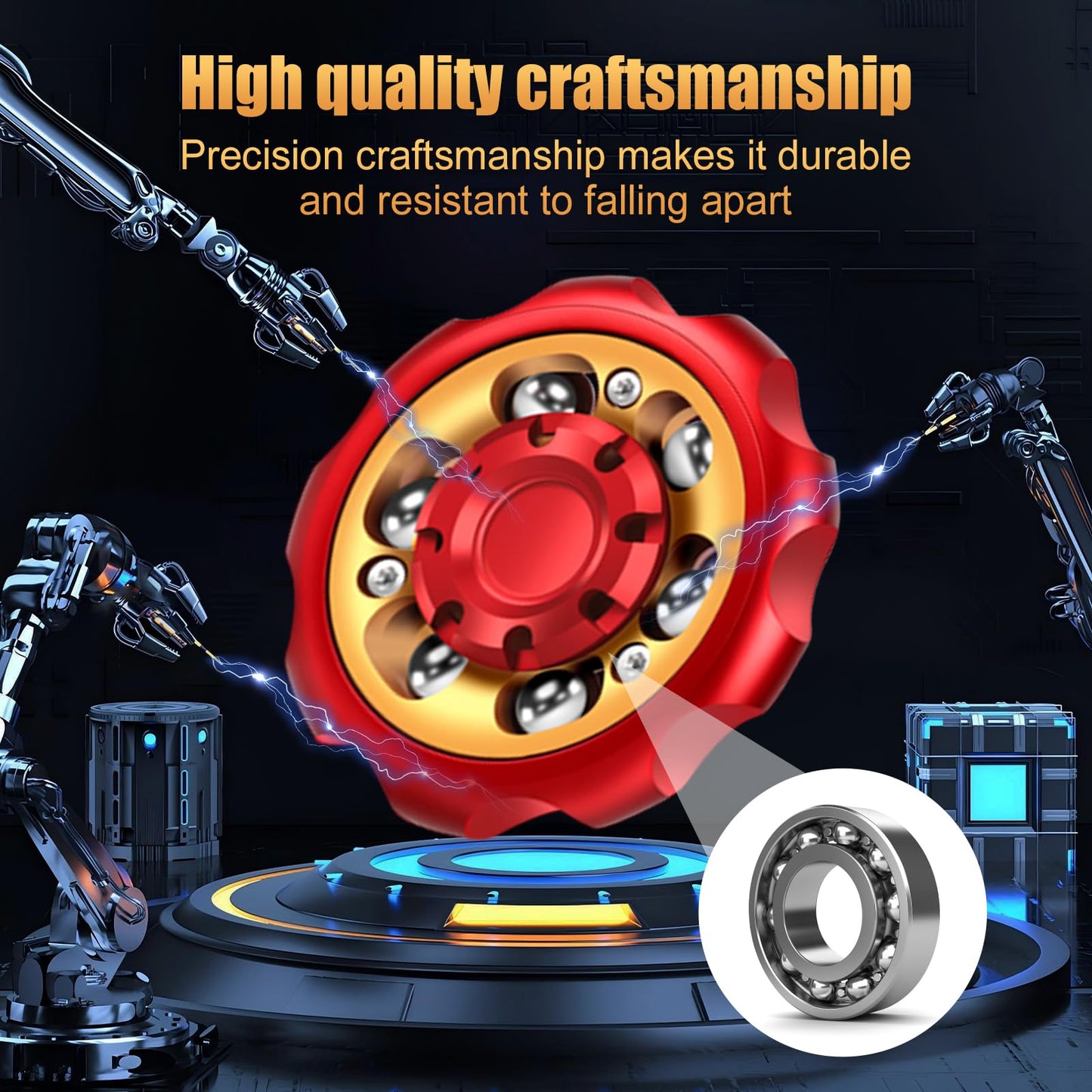 Bihevn Metal Precision Fidget Spinner - Anxiety Rotator & Restless Fidget Toy, Stress-Relief Tool for Adults & Kids A (red)