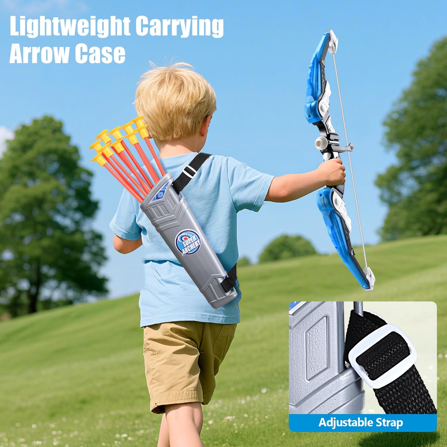 Bow and Arrow for Kids : LED Light Up Archery Set with 24 Suction Cup Arrows, 1 Standing Target, 6 Score Targets & 2 Quiver | Indoor Outdoor Sport Gifts for Boys Girls Ages 4 5 6 7 8 9 10 | 2 Pack