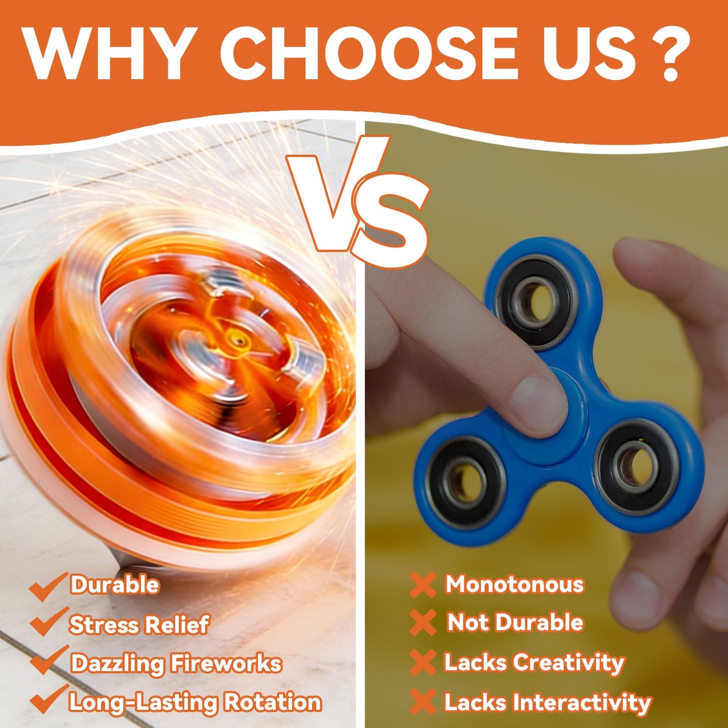 Fireworks Fingertip Gyro,Handheld Fireworks Gyroscope,Collision Sparks Light Up Spinning Top Toy,Creative Gyroscope Toy for Kids,Fidget Spinners for Adults, Cool Flashing Spinning Toys (6 PCS)