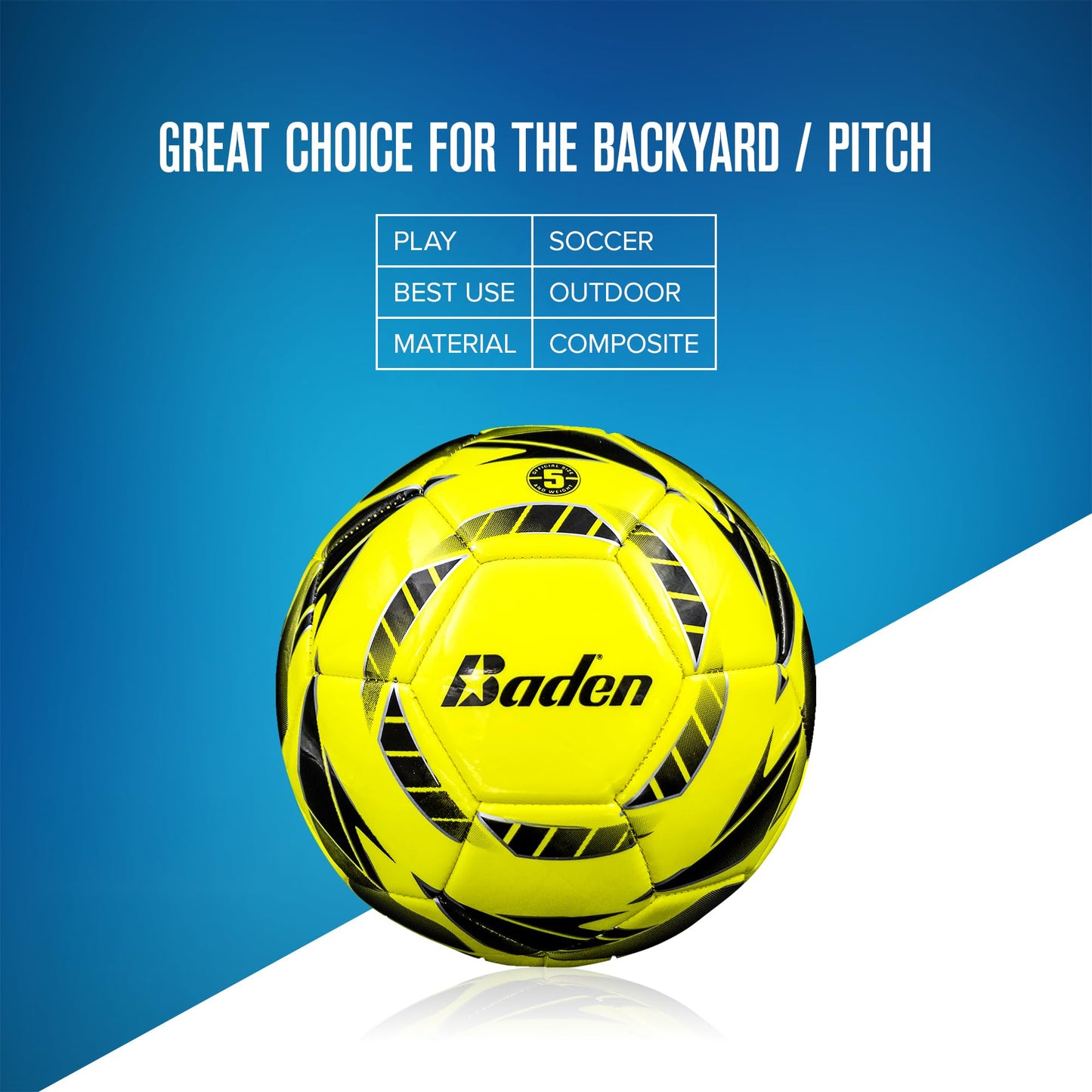 Baden Z-Series Soccer Ball | High-Performance, Durable Design for All-Season Play | Ideal for Training and Competitive Matches | Neon Yellow/White, Size 5