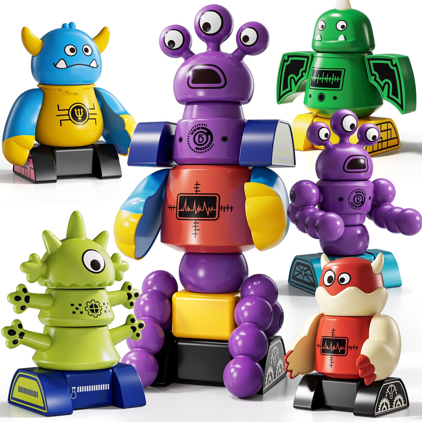 KIZONLY Magnets Robot Building Toys for Kids Ages 3-5 4-8, 36 PCS Monsters Robot Building Blocks Set with Storage Box, Creative Learning Christmas Birthday Gifts Toys for Boys Girls Ages 2-12