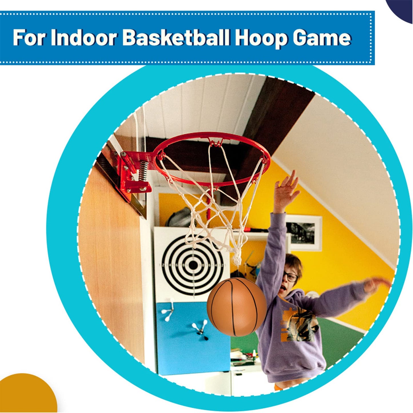 Mini Toy Basketballs, Small 6 Inch Replacment Ball for Indoor Mini Basketball Hoop, 6" Small Replacement Basketball, Toddler Balls, Beach Sand Toy Rubber Ball for Inflatable Pool Hoop Kids Adult