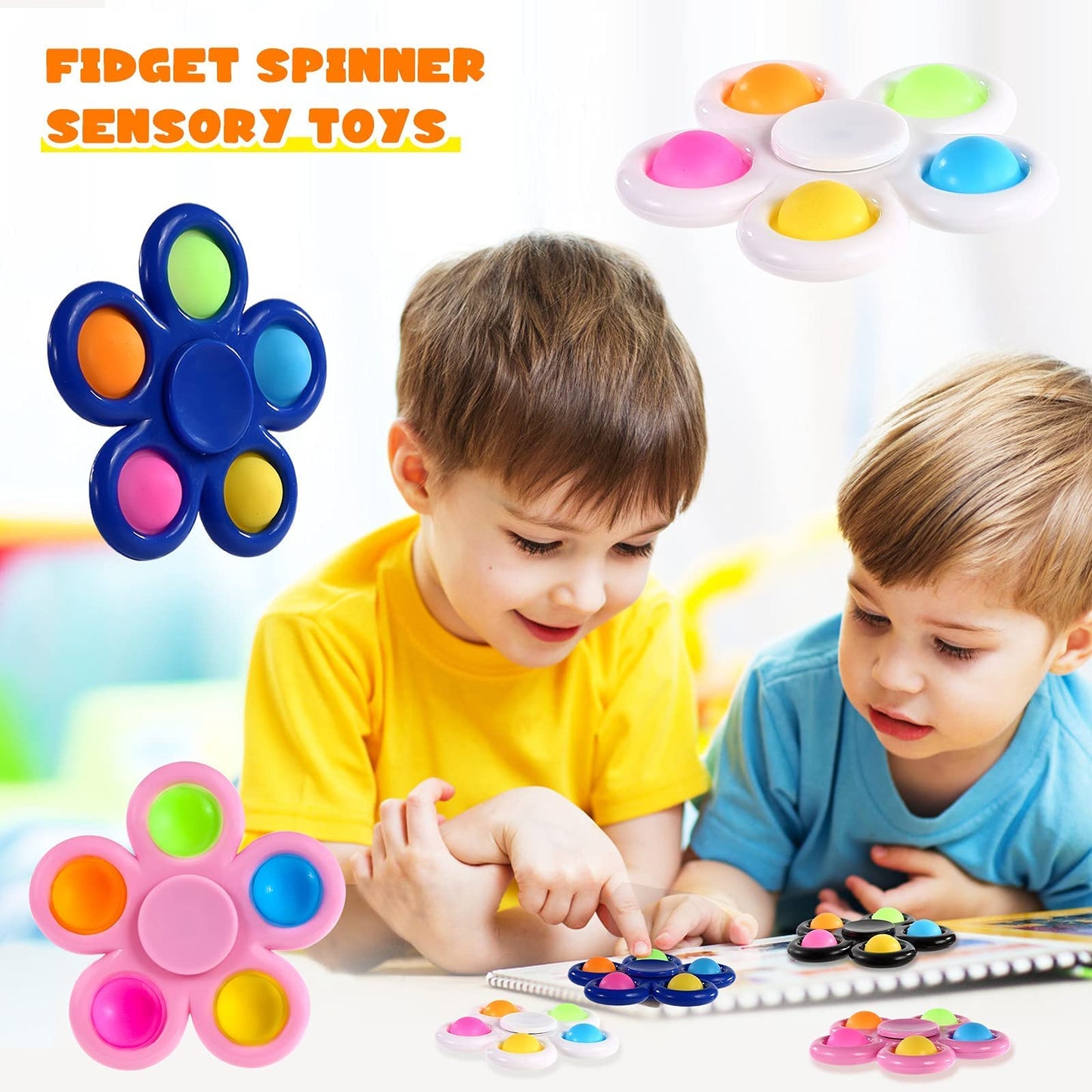 SCIONE 10 Pack Fidget Spinner,Sensory Fidget Toys for Kids Classroom Students Gifts School Prizes Stocking Stuffers, Birthday Party Favors Classroom Treasure Box Prize Boys Girls