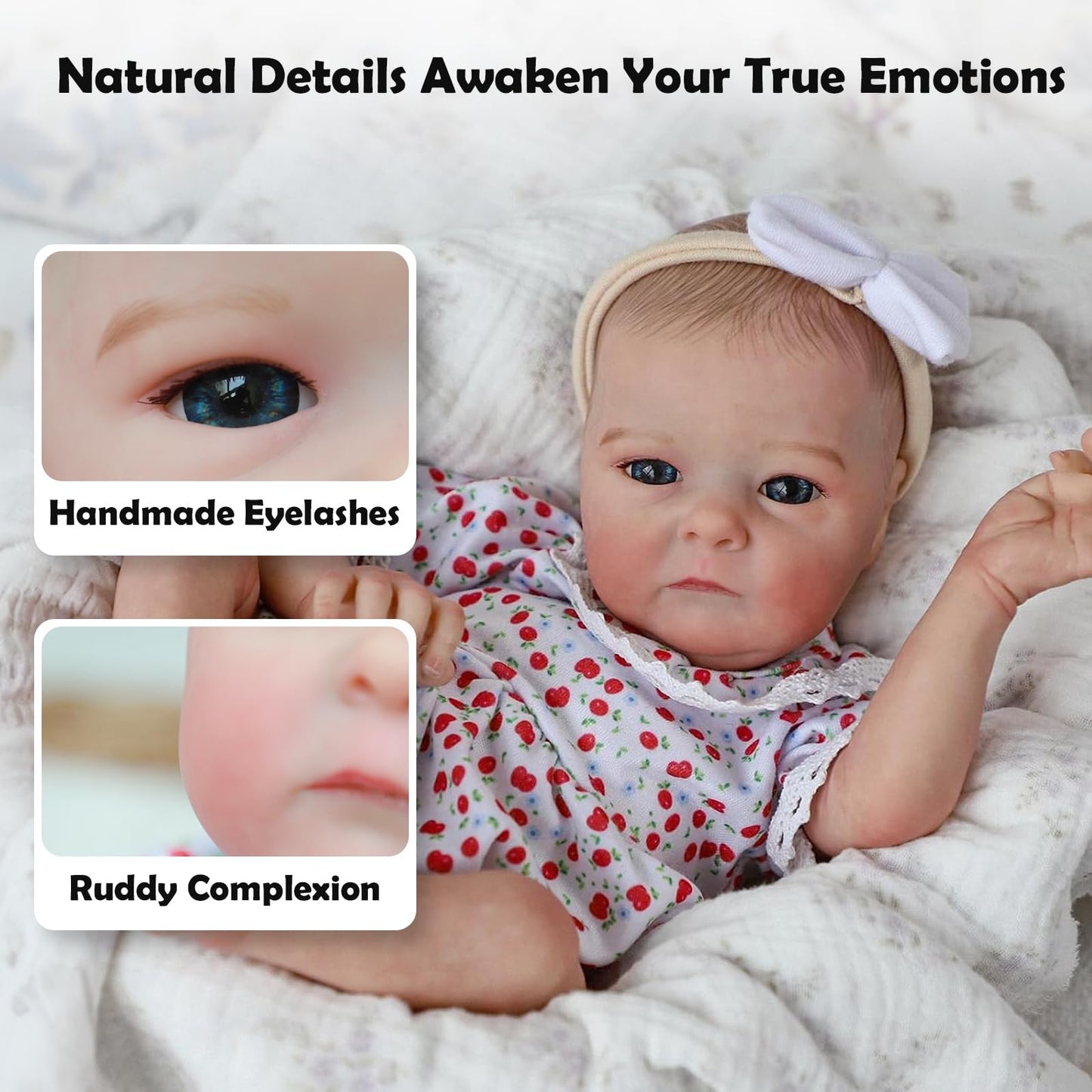 Realistic Newborn Real Life Baby Boy Girl Dolls Lifelike Soft Vinyl and Cloth Body with Feeding Kit Gift Box for Kids Age 3+