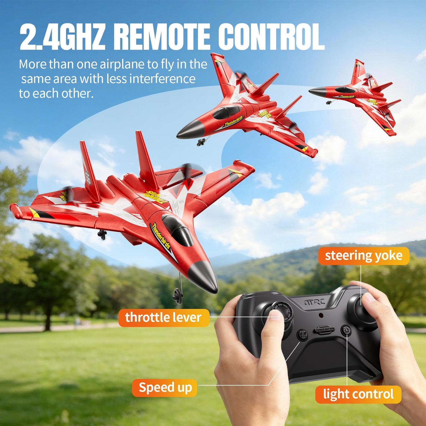Foam RC Plane for Kids Adults Beginner, Remote Control Airplane RC Jet Helicopter Plane for Kids Adults, 2.4GHz Remote Control Fighter Toys with Gyro Stabilizer Easy to Fly Outdoor Toy for Kids Boys