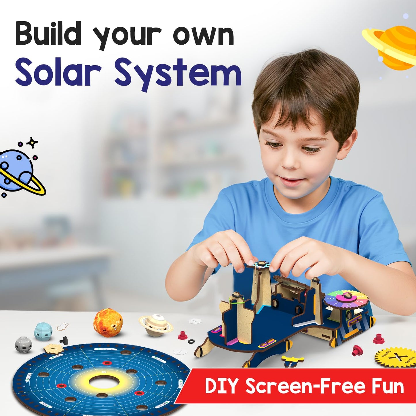 Smartivity Solar System Kit | Gear-Driven Working Model of Planets | Birthday Gift for Boys & Girls 8,9,10,11,12,13,14 Years I Build, Rotate & Explore Astronomy | Learn Solar System & Science Facts |