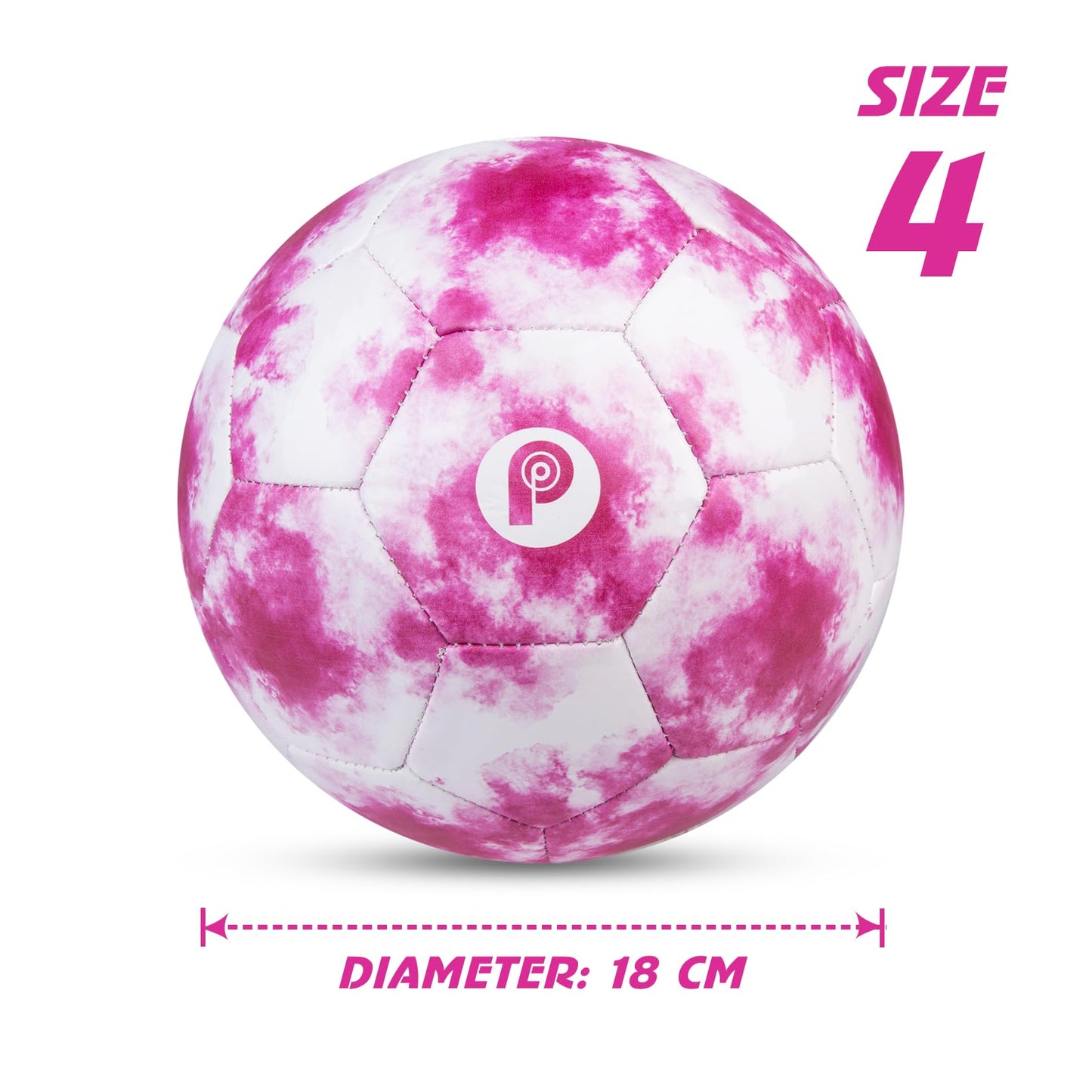Picador Size 4 Soccer Ball, Kids Soccer Balls for Girls Boys Youth Children Training School Indoor Outdoor Gift Ball with Pump (Tie Dye Pink)