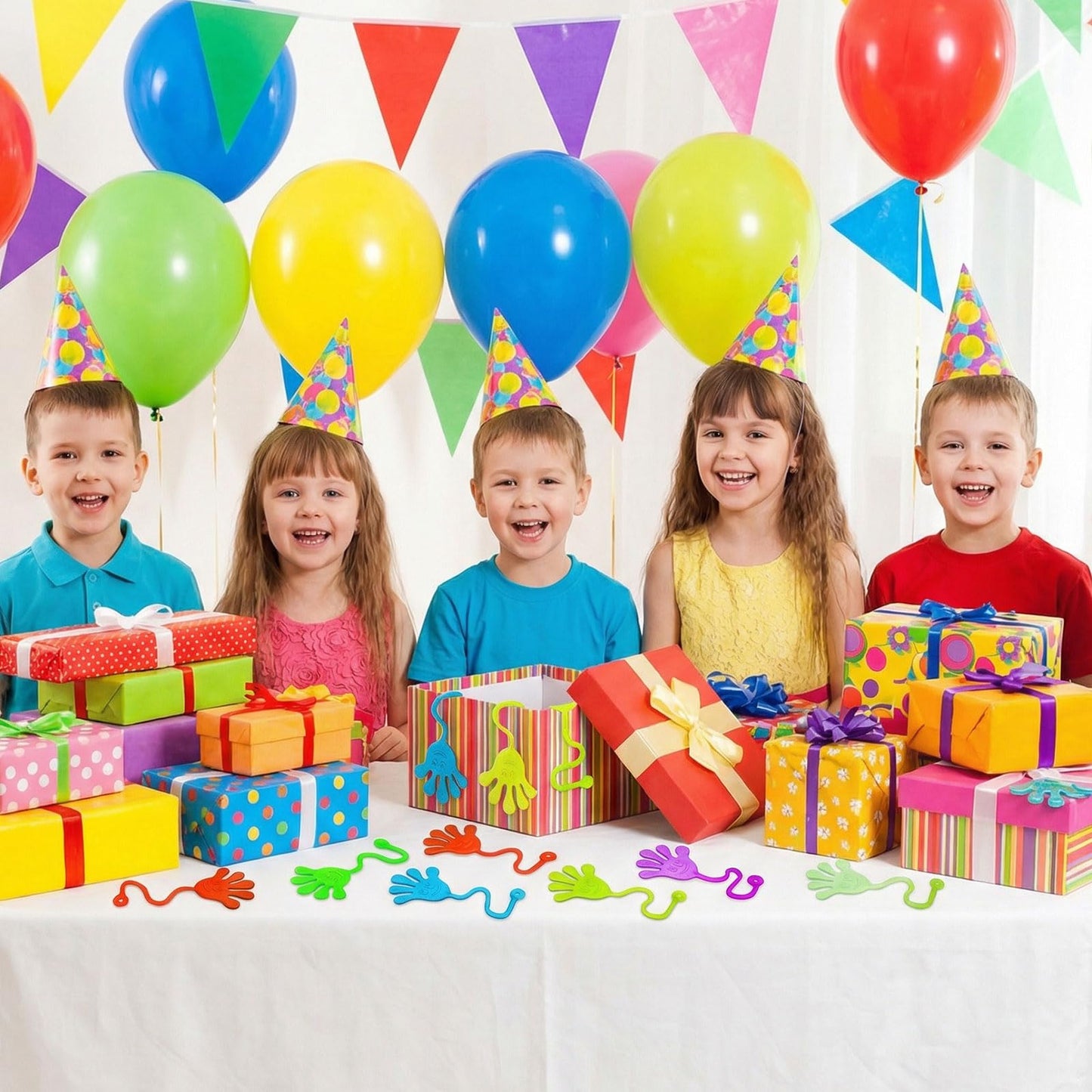 50 PCS Glow Sticky Hands Kindergarten Graduation Gifts Party Favor for Kids Holiday Traditions Goodie Bags Stuffers Glow Sticky Hands Toys End of Year Student Gifts Classroom Prizes Treasure Box