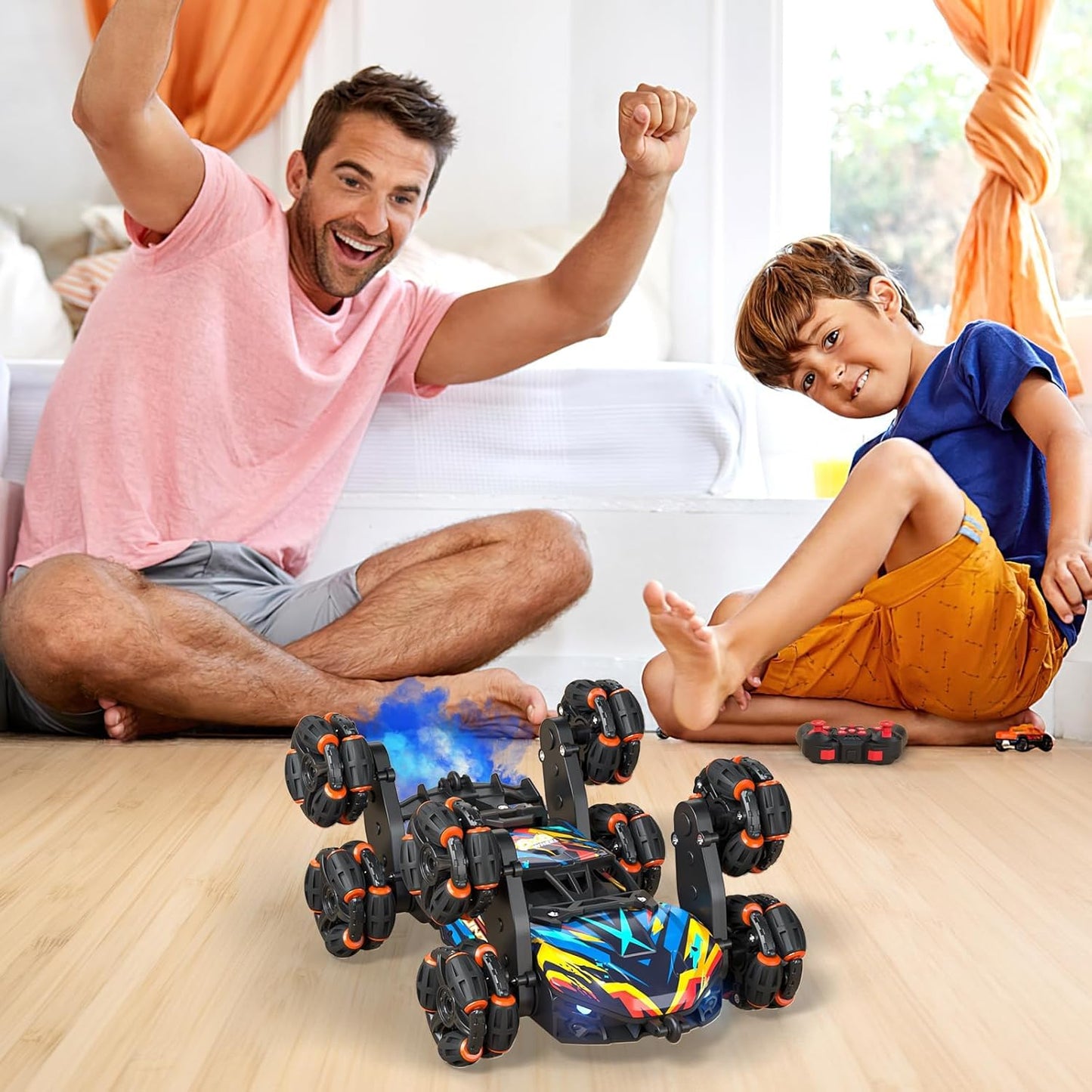 ADUSRIZ 8WD Gesture Sensing Road Stunt Car, Remote Control Cars with LED Light, Music and Spray, Drift RC Car Toys Gifts for 6-12 Years Old Boys Girls
