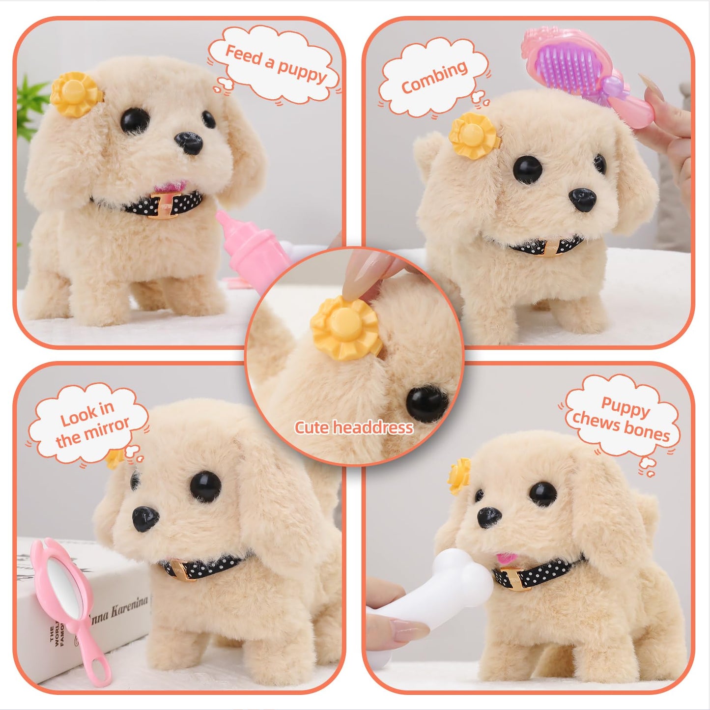 Vanvimen 16 Pcs Robot Dog Toys for Girls, Toys for 3 4 5 6 7 8 Year Old Girls Kids Boys, Realistic Robot Puppy Toy for 5-7 6-8, Ideas Birthday Gifts for Girl 3 4 5 6 Year Old