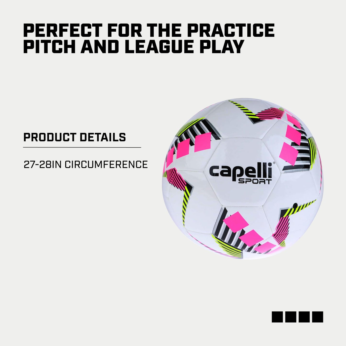 Capelli Sport Soccer Ball Size 5, Star Cubes Team FIFA Quality Basic Soccer Ball for Youth and Adult Players, Outdoor and Indoor Training, Neon Pink