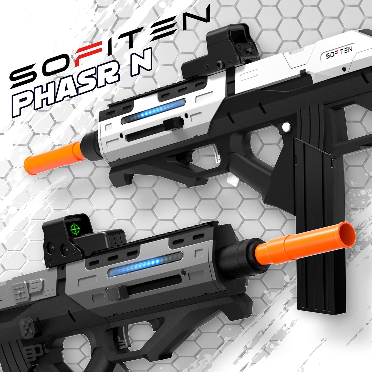 SOFITEN Electric Powerful Toy Gun Automatic Sniper Rifle with Soft Bullet,Equipped with Scope, 2 Extended Magazine(*18), Tactical Vest, Birthday Christmas New-Year Gifts for Kids Boys Teens Adults