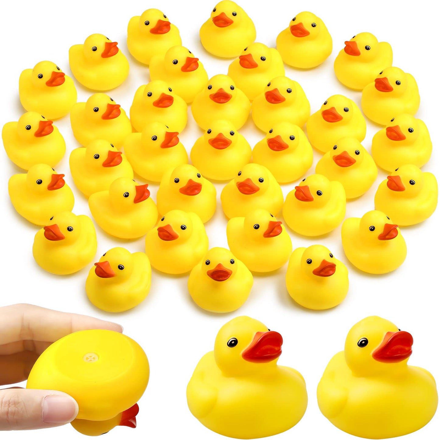 Vinsot 72 Pcs Mini Rubber Ducks Bulk, 2 Inch Yellow Rubber Ducks Bath Toys, Squeaky Duck Party Favors for Baby Shower, Birthday Party, Duck Race Game, Carnival Prizes