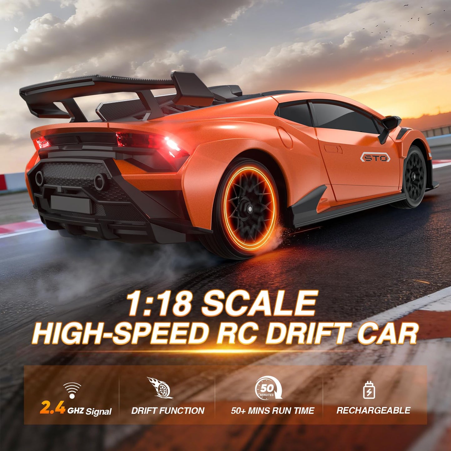 Lamborghini Remote Control Car, 1:18 Scale Officially Licensed Lambo Toy Car, 35KM/H High Speed Fast RC Drift Car with LED Light 2.4GHz Model Cars for Boys Girls Kids Adults Birthday Ideas Gift
