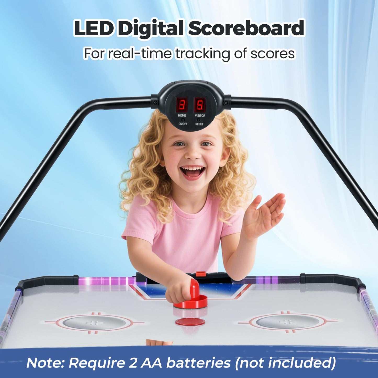 KOTEK 56 Inch Air Hockey Table, Hockey Table Game w/Digital LED Scoreboard & Powerful 12V Motor, Indoor Ice Hockey Table for Game Room, Home, Office with 2 Pucks, 2 Pushers