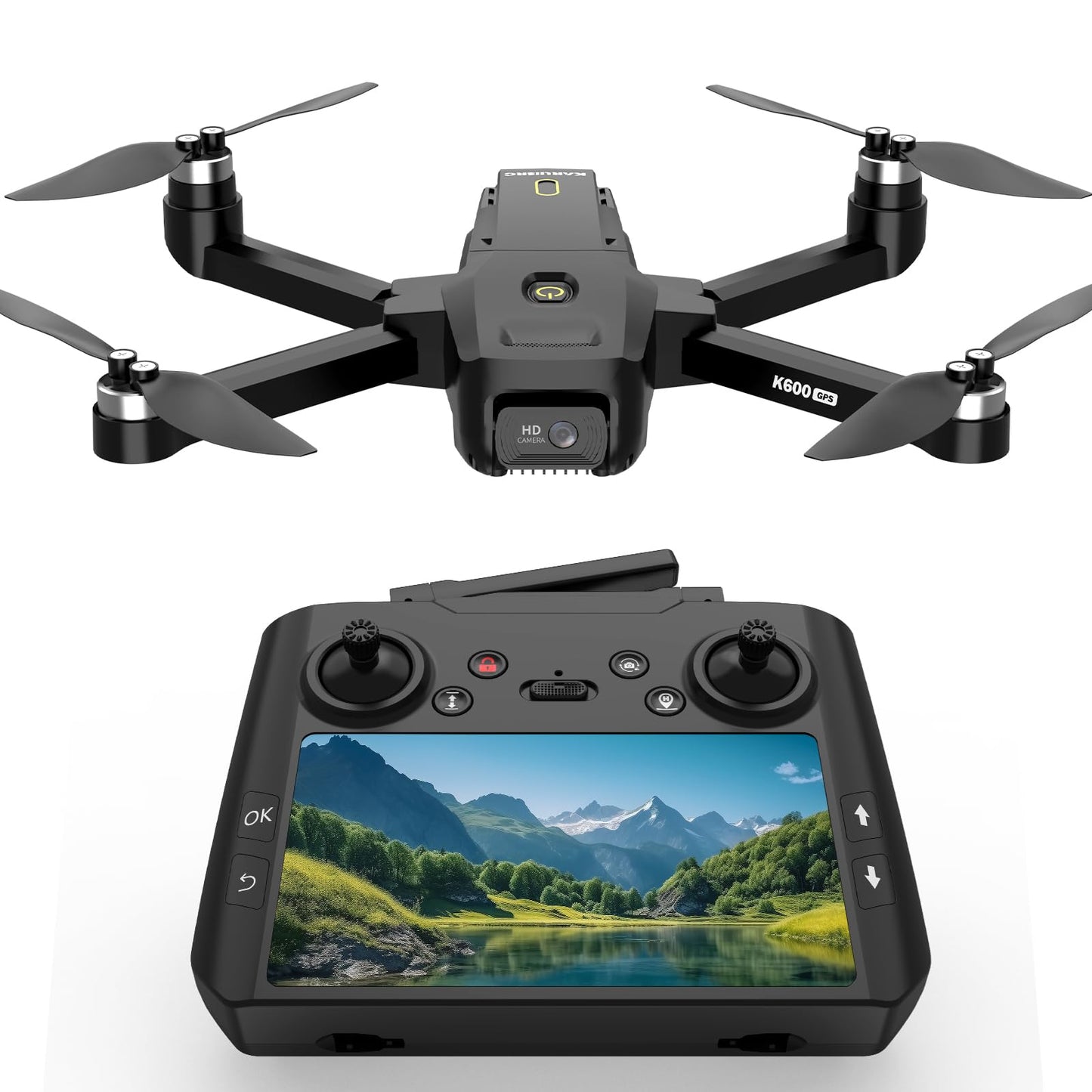 GPS Drone with EIS 1080P Camera, 4.5" FPV Screen, 5GHz Transmission Foldable Drone with Brushless Motor, Auto Return Follow Me & 32G SD Card, Gesture Control, Al Track&Orbit Mode for Adults/Kids/Beginners